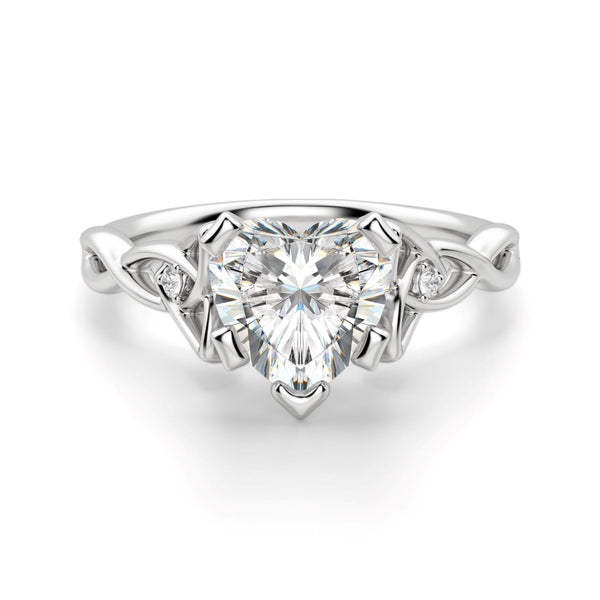 Heart Cut Twisted Moissanite Engagement Ring