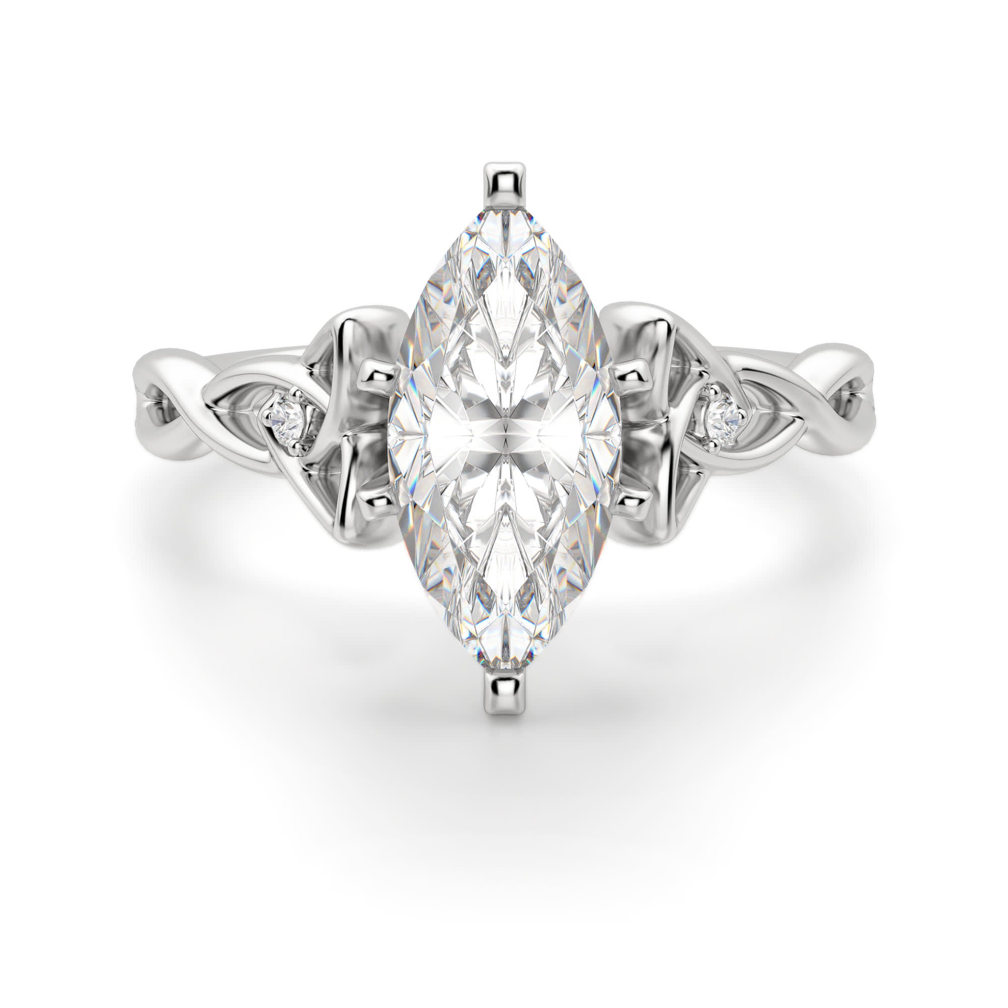 Marquise Cut Twisted Lab Grown Diamond  Engagement Ring