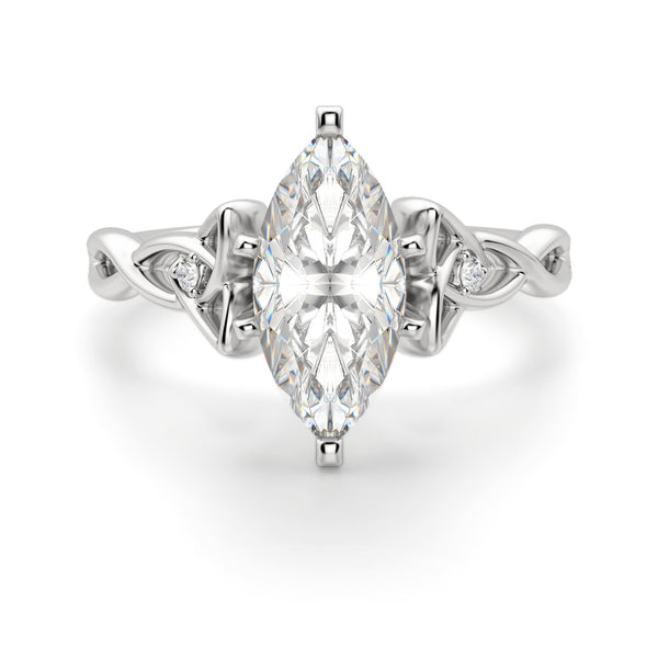 Marquise Cut Twisted Lab Grown Diamond  Engagement Ring