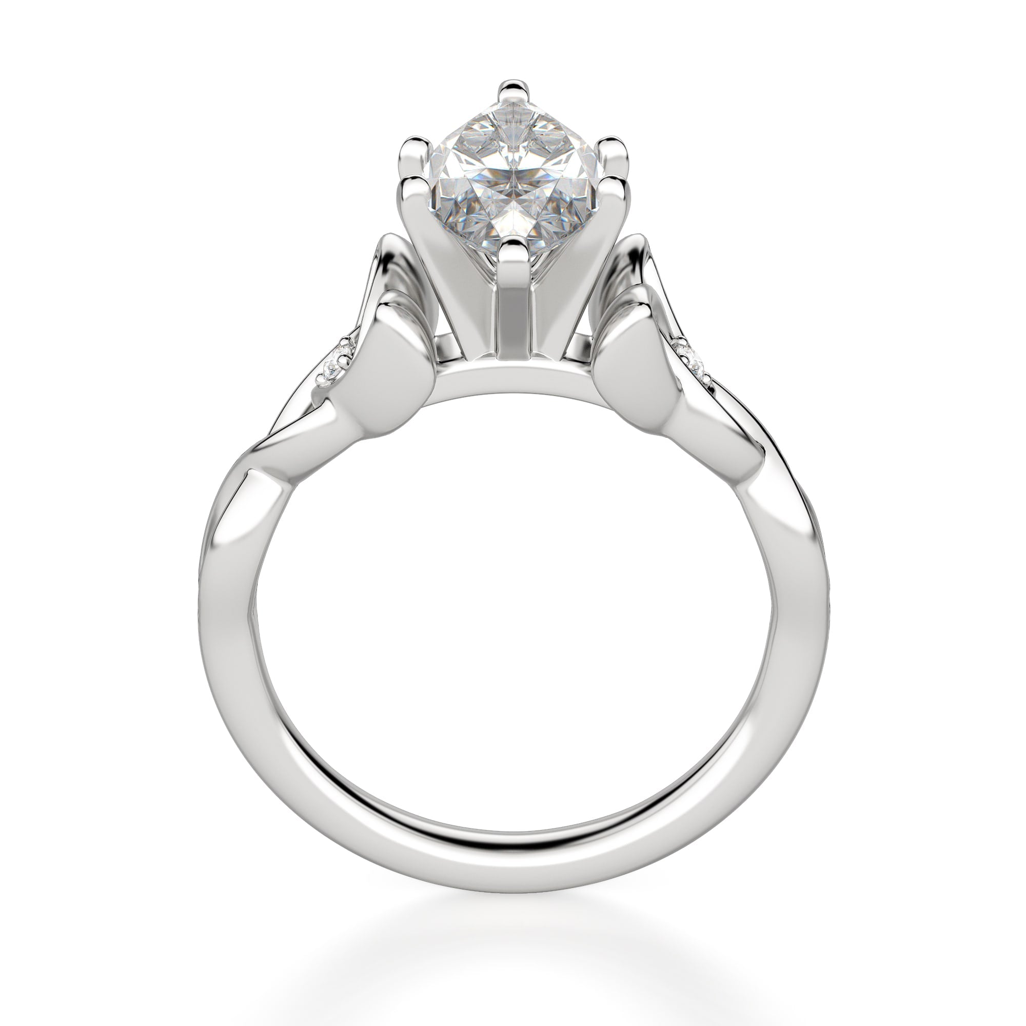 Marquise Cut Twisted Lab Grown Diamond  Engagement Ring