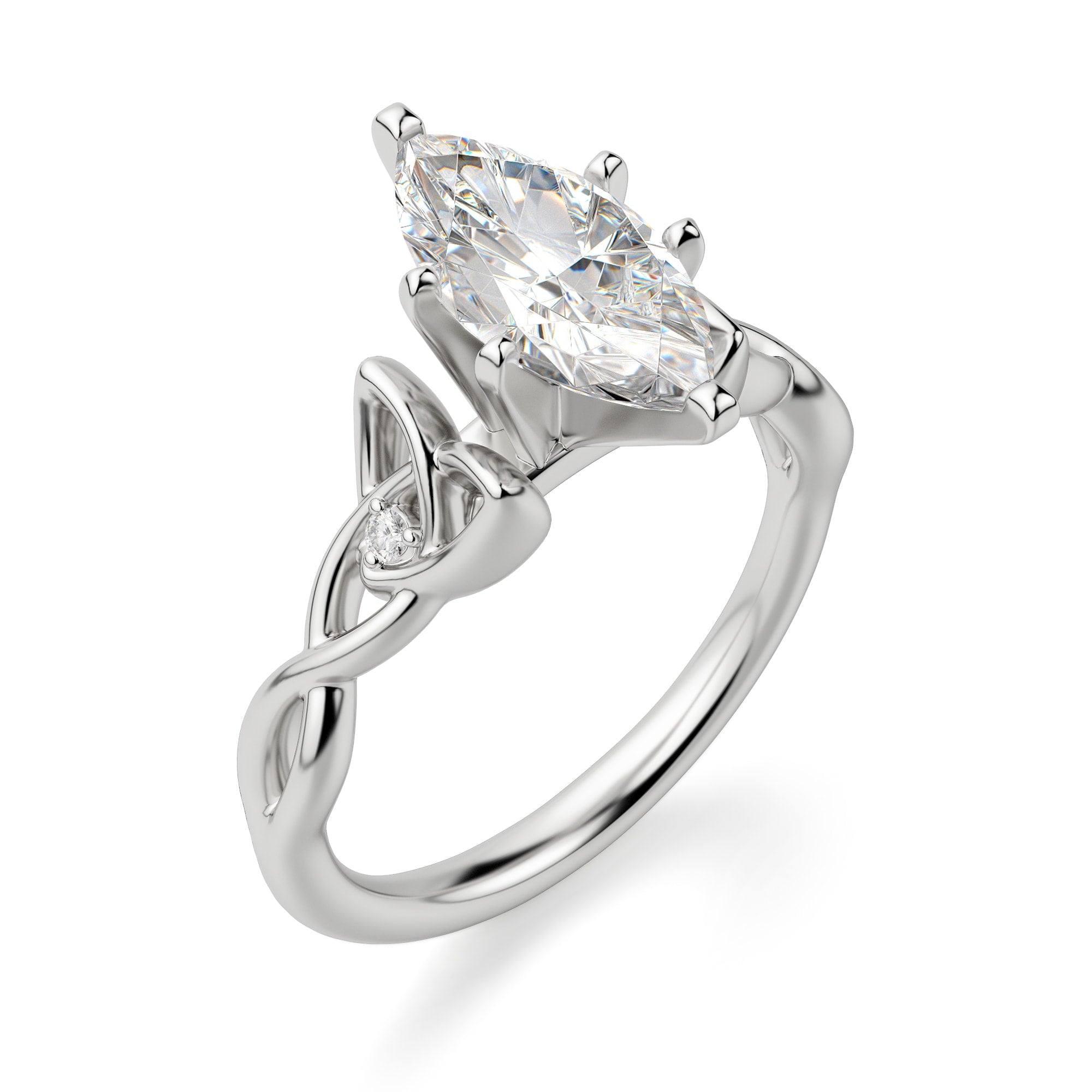 Marquise Cut Twisted Lab Grown Diamond  Engagement Ring