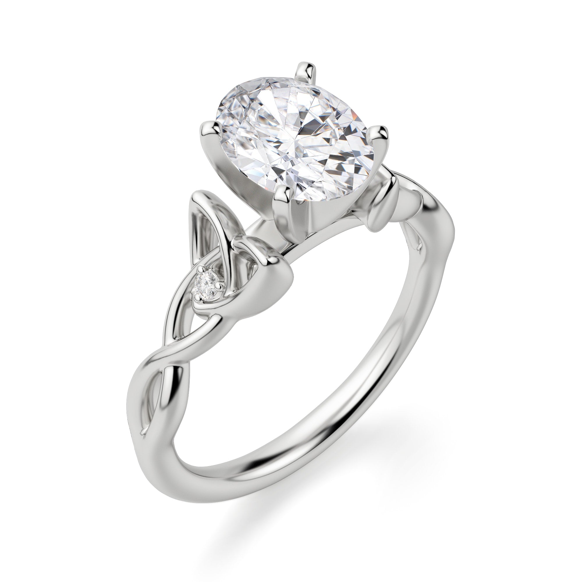 Oval Cut Moissanite Twisted Engagement Ring