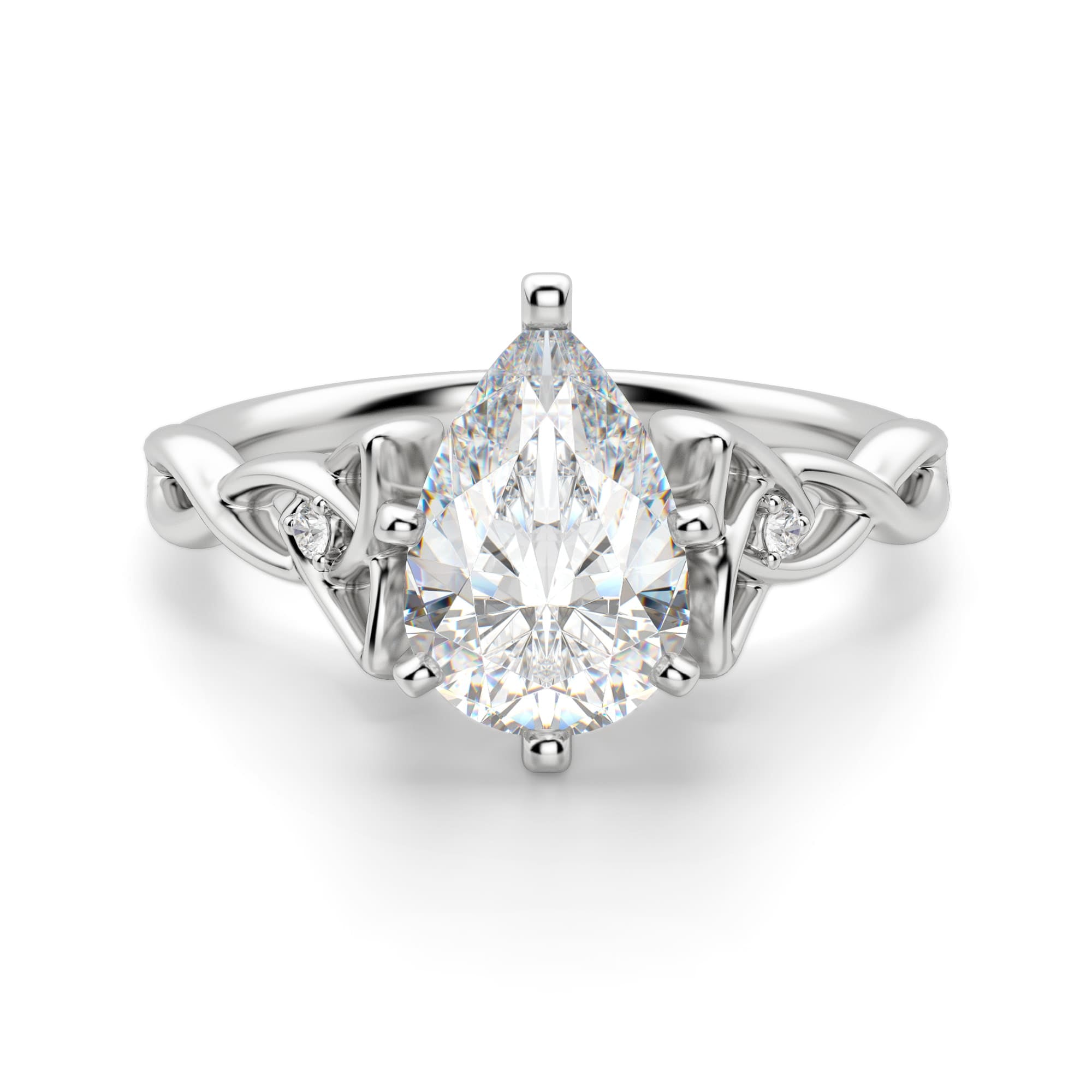 Pear Cut Twisted Moissanite Engagement Ring