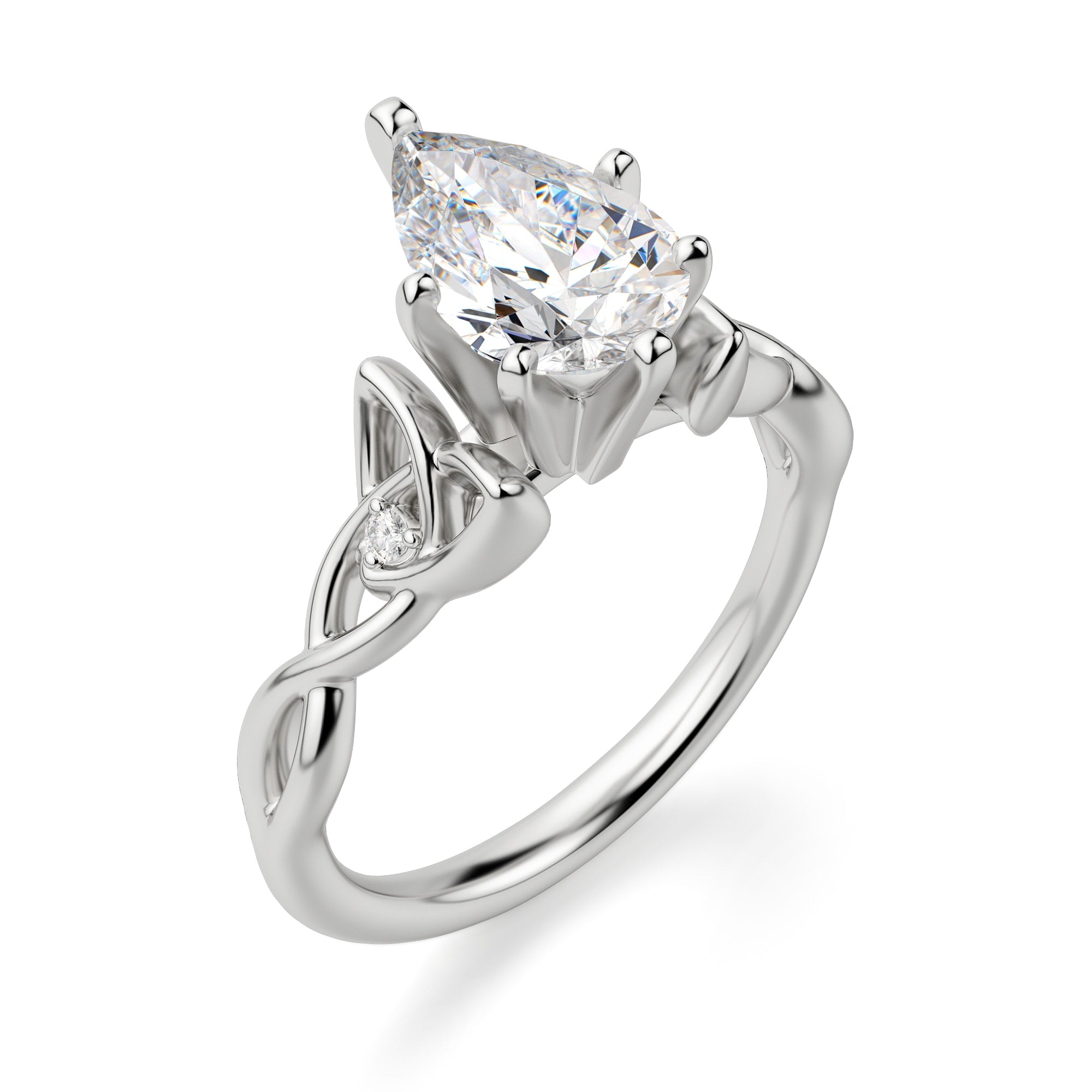 Pear Cut Twisted Moissanite Engagement Ring