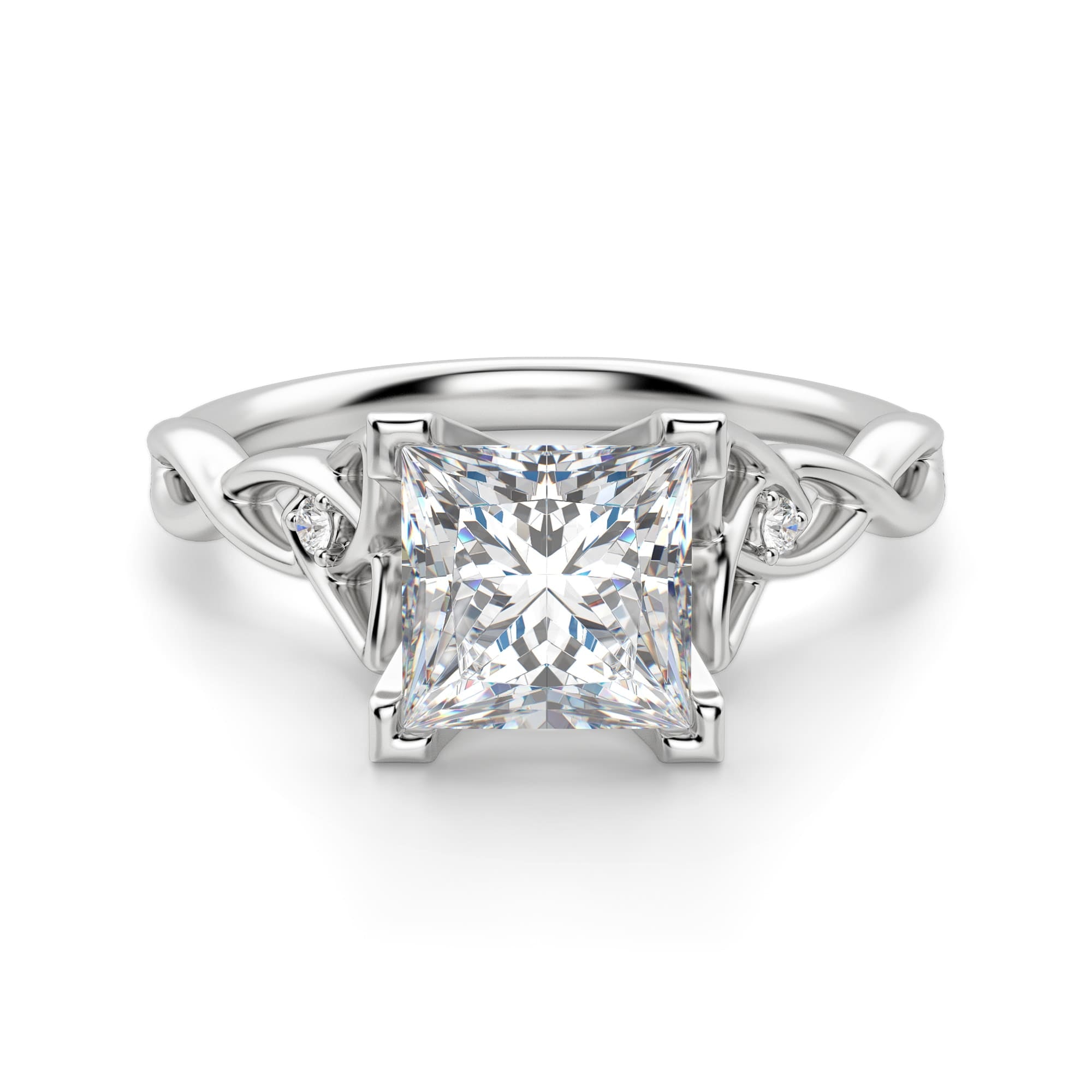 Princess Cut Moissanite Twisted Engagement Ring