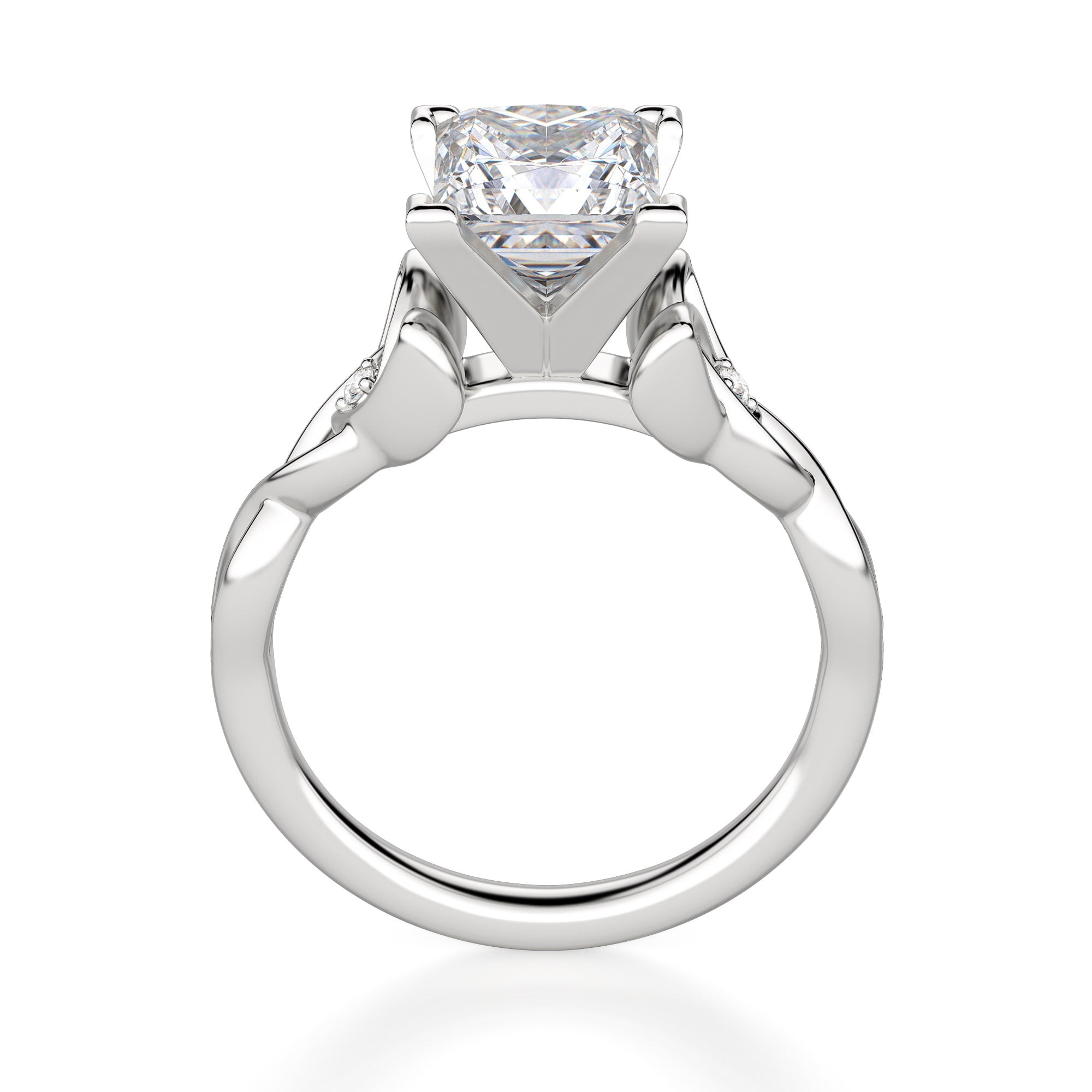 Princess Cut Moissanite Twisted Engagement Ring