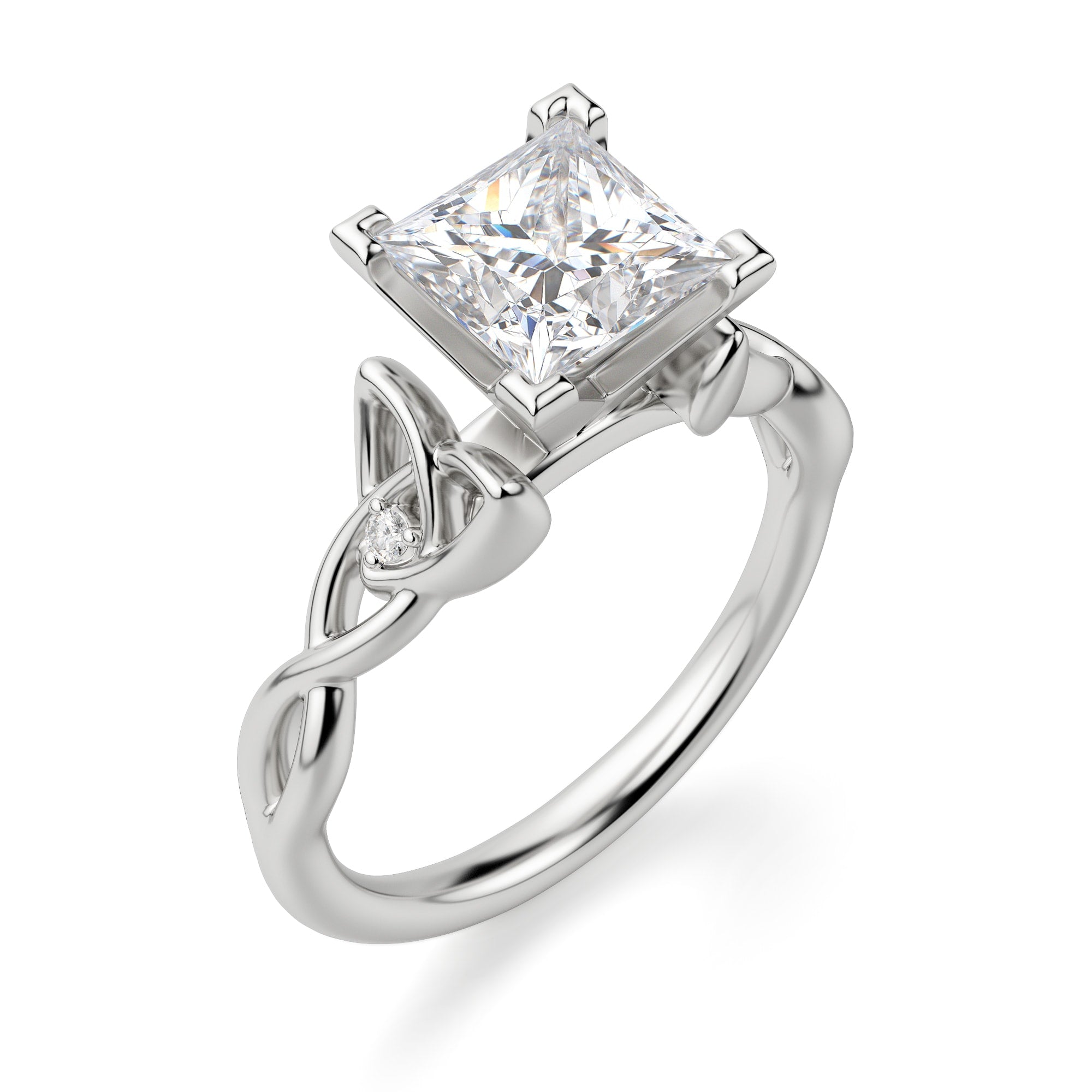 Princess Cut Moissanite Twisted Engagement Ring