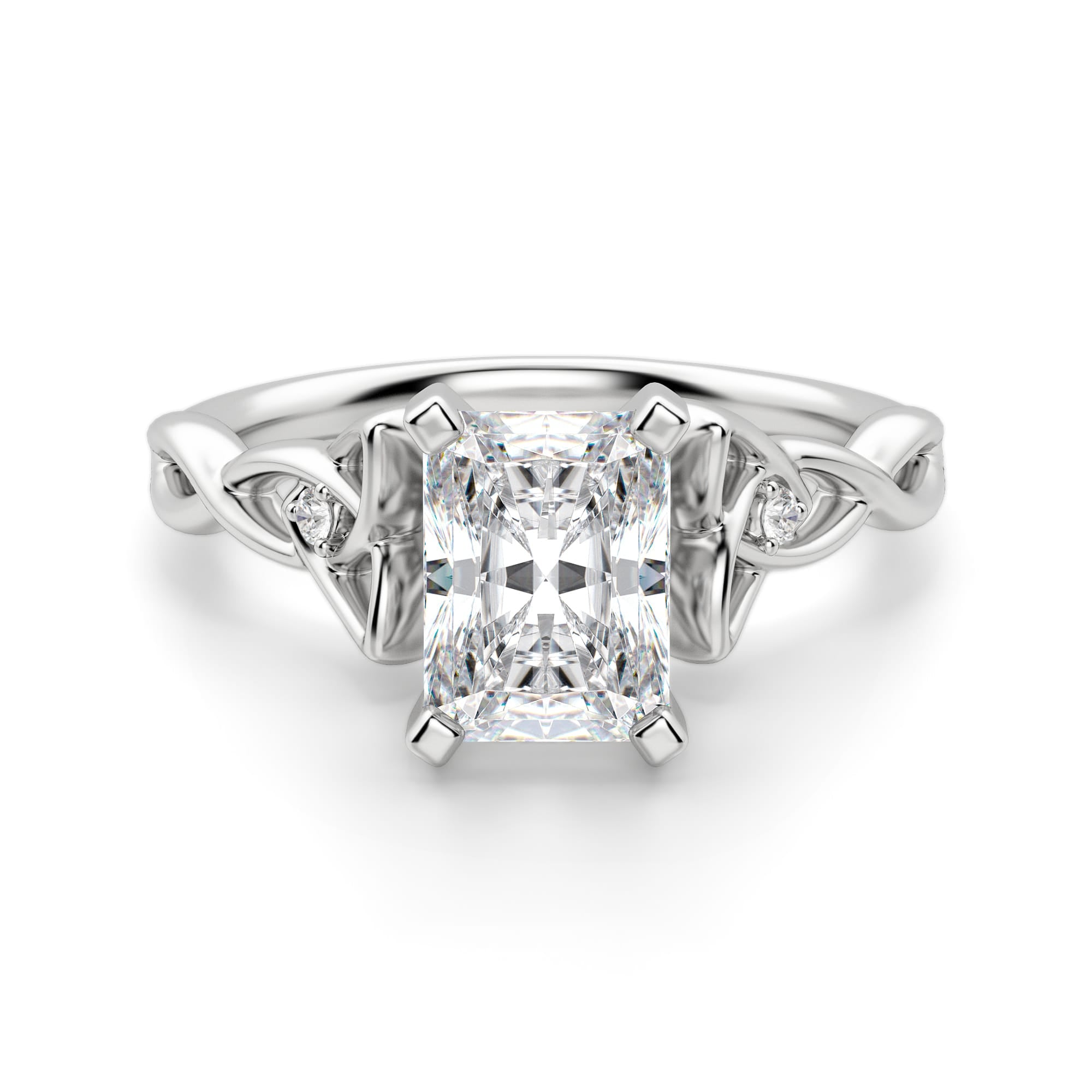 Radiant Cut Moissanite Diamond Twisted Engagement Ring