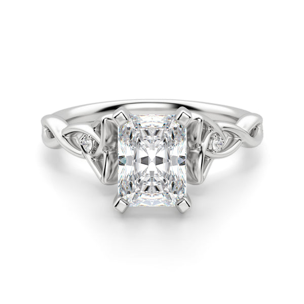 Radiant Cut Moissanite Diamond Twisted Engagement Ring