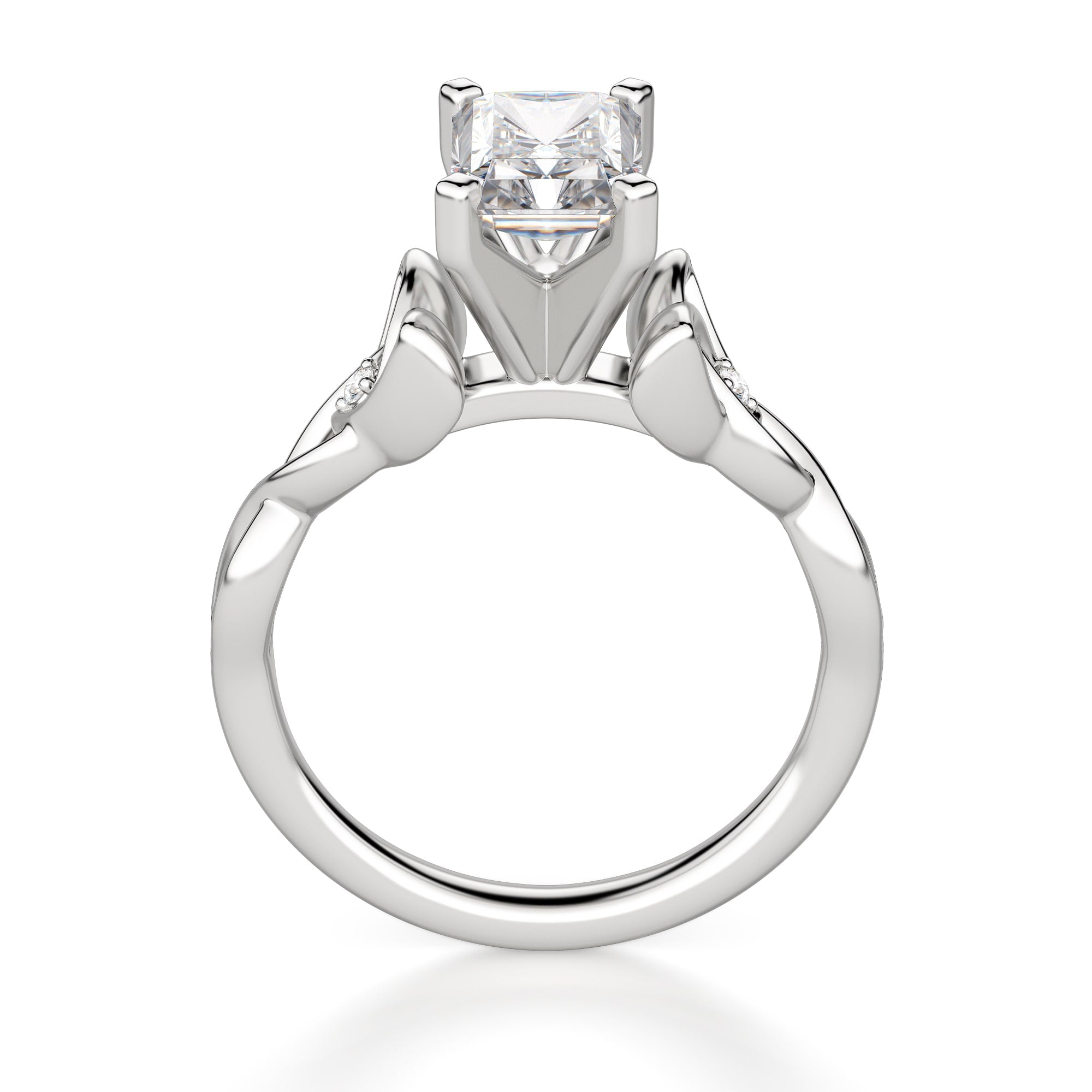 Radiant Cut Moissanite Diamond Twisted Engagement Ring