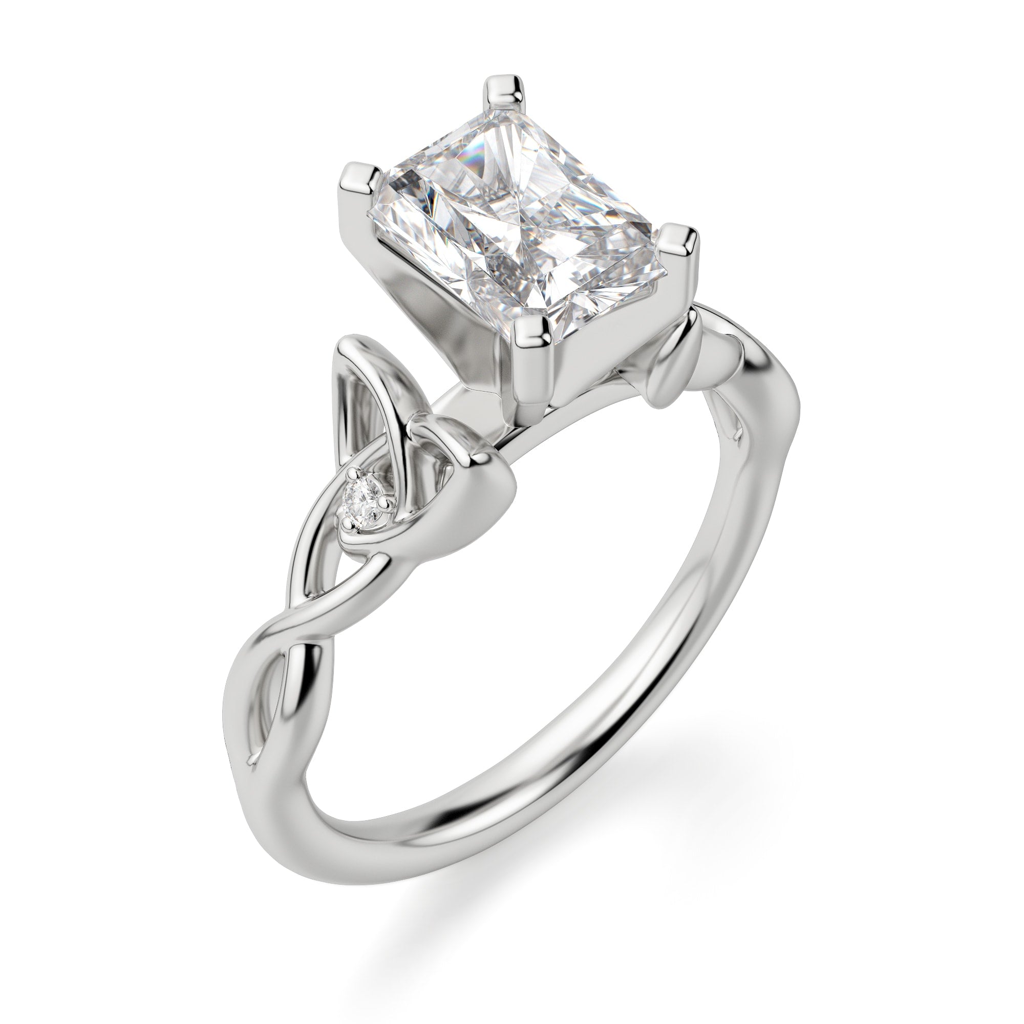 Radiant Cut Moissanite Diamond Twisted Engagement Ring