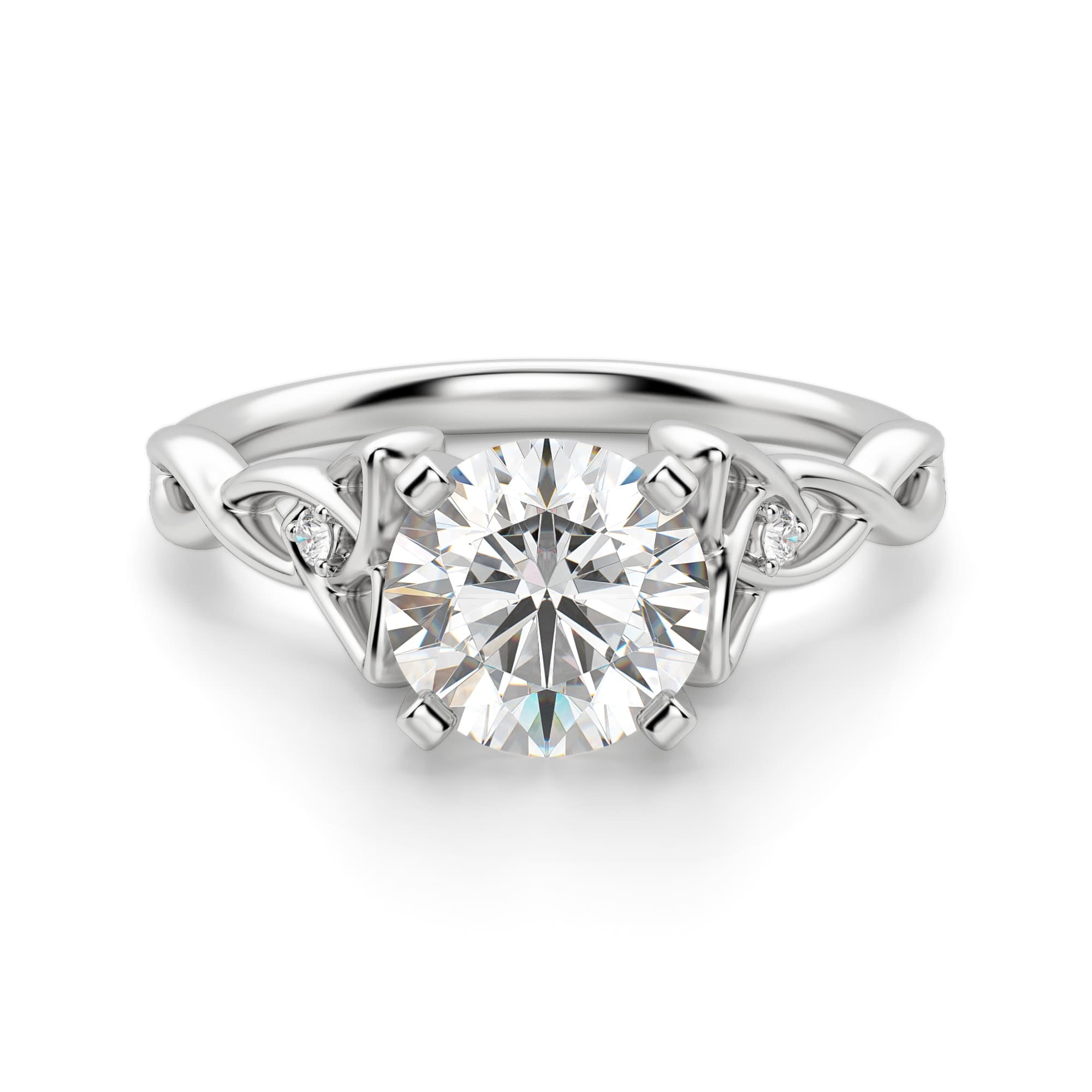 Round Cut Twisted Moissanite Engagement Ring