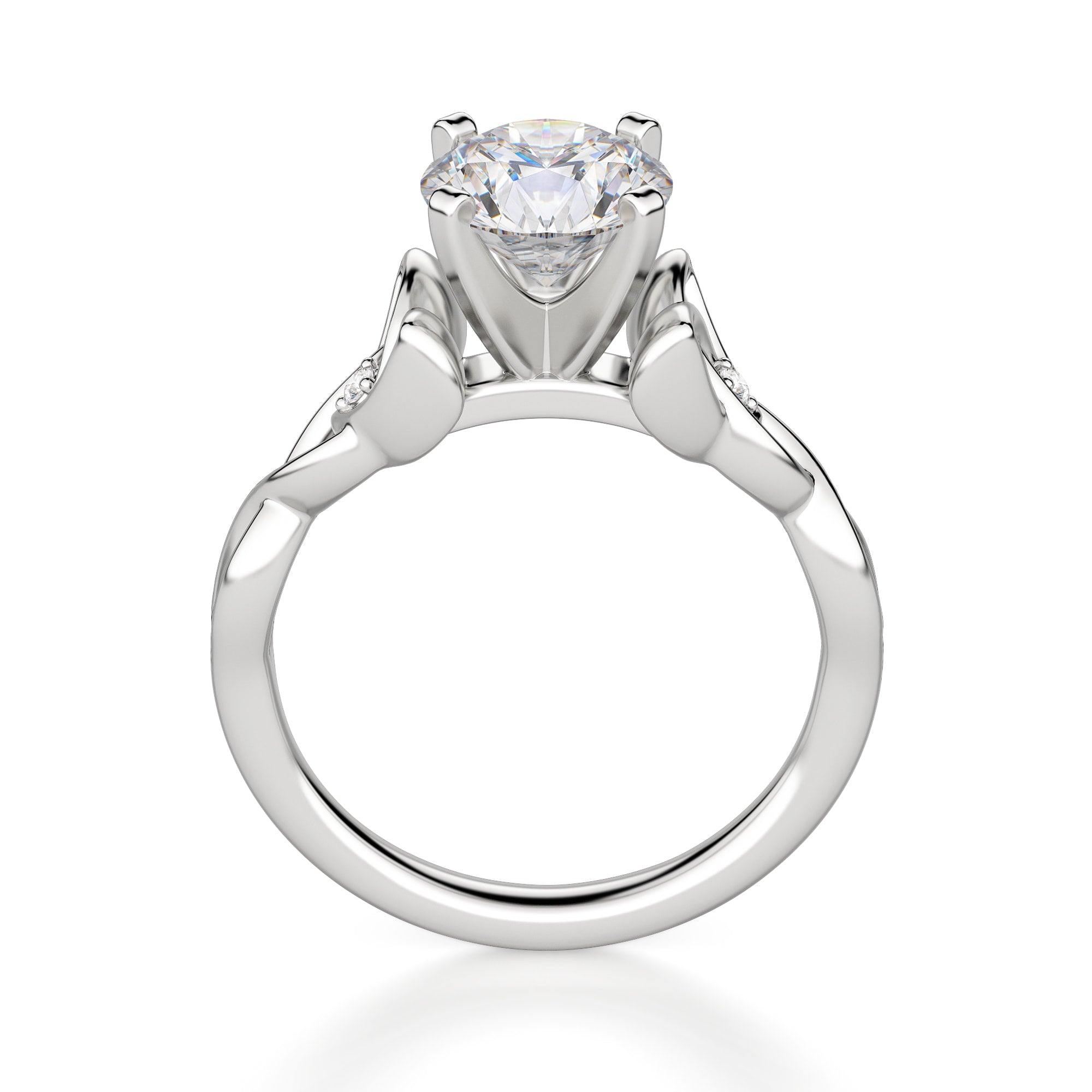 Round Cut Twisted Moissanite Engagement Ring