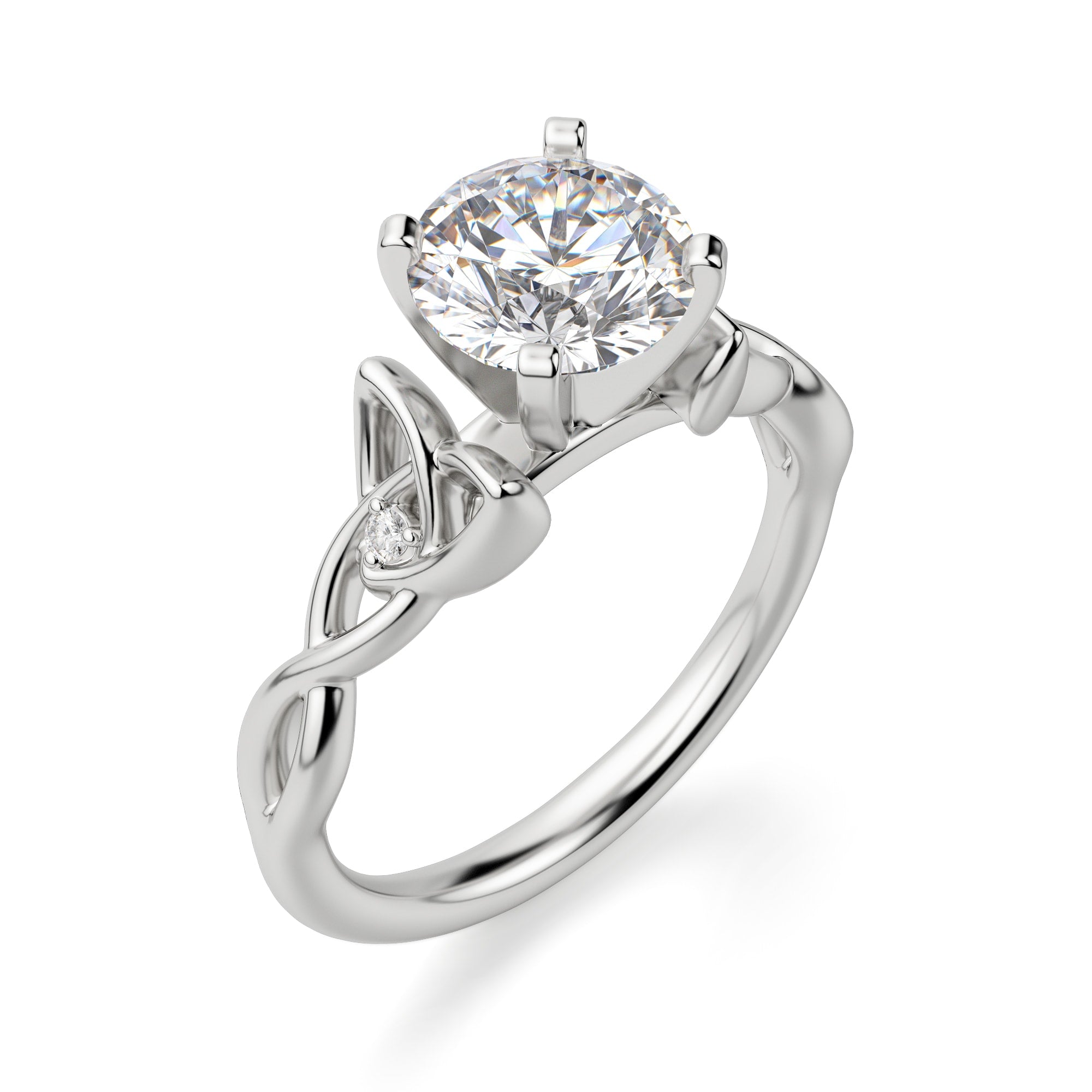 Round Cut Twisted Moissanite Engagement Ring