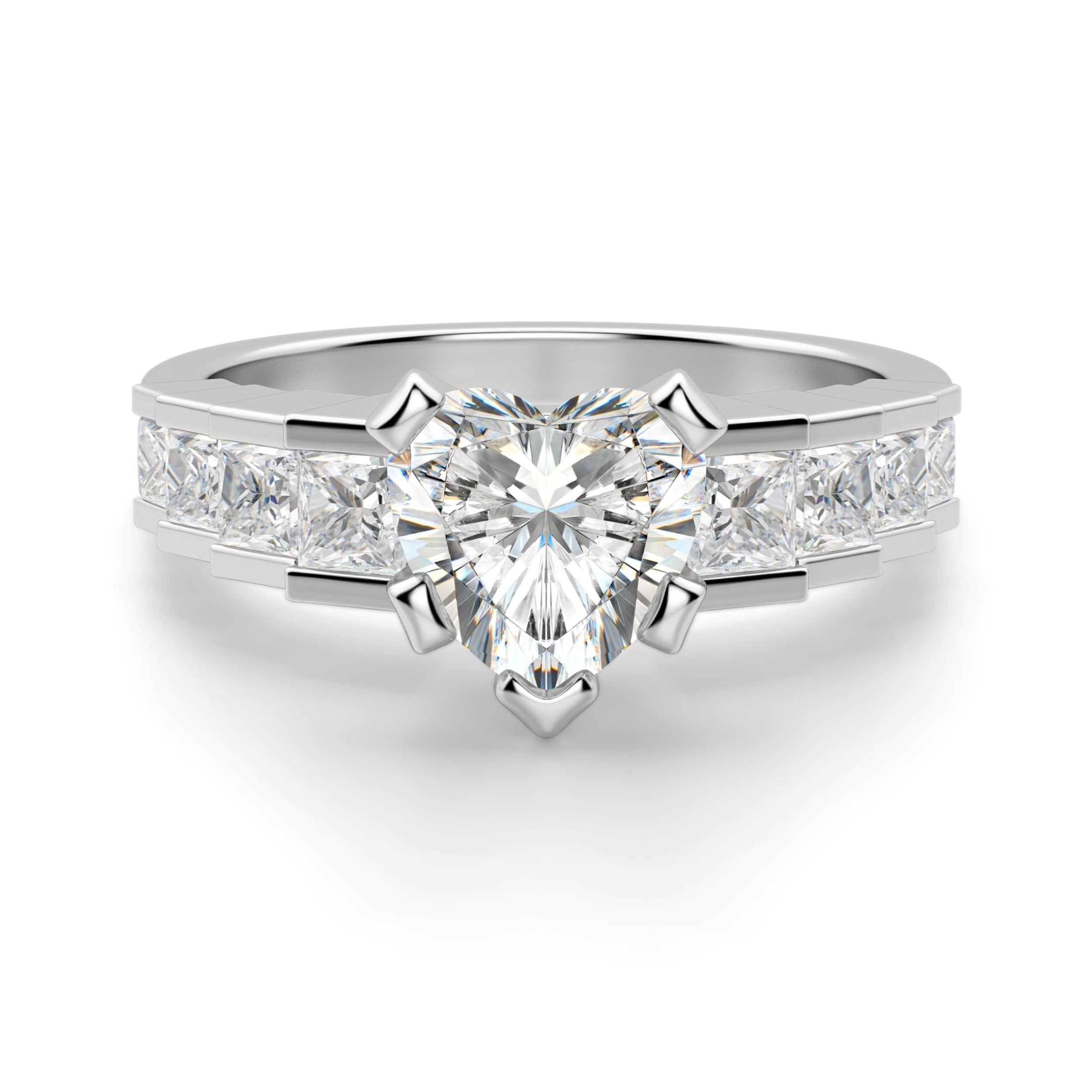 Heart Cut Moissanite Vintage Pave Set Engagement Ring
