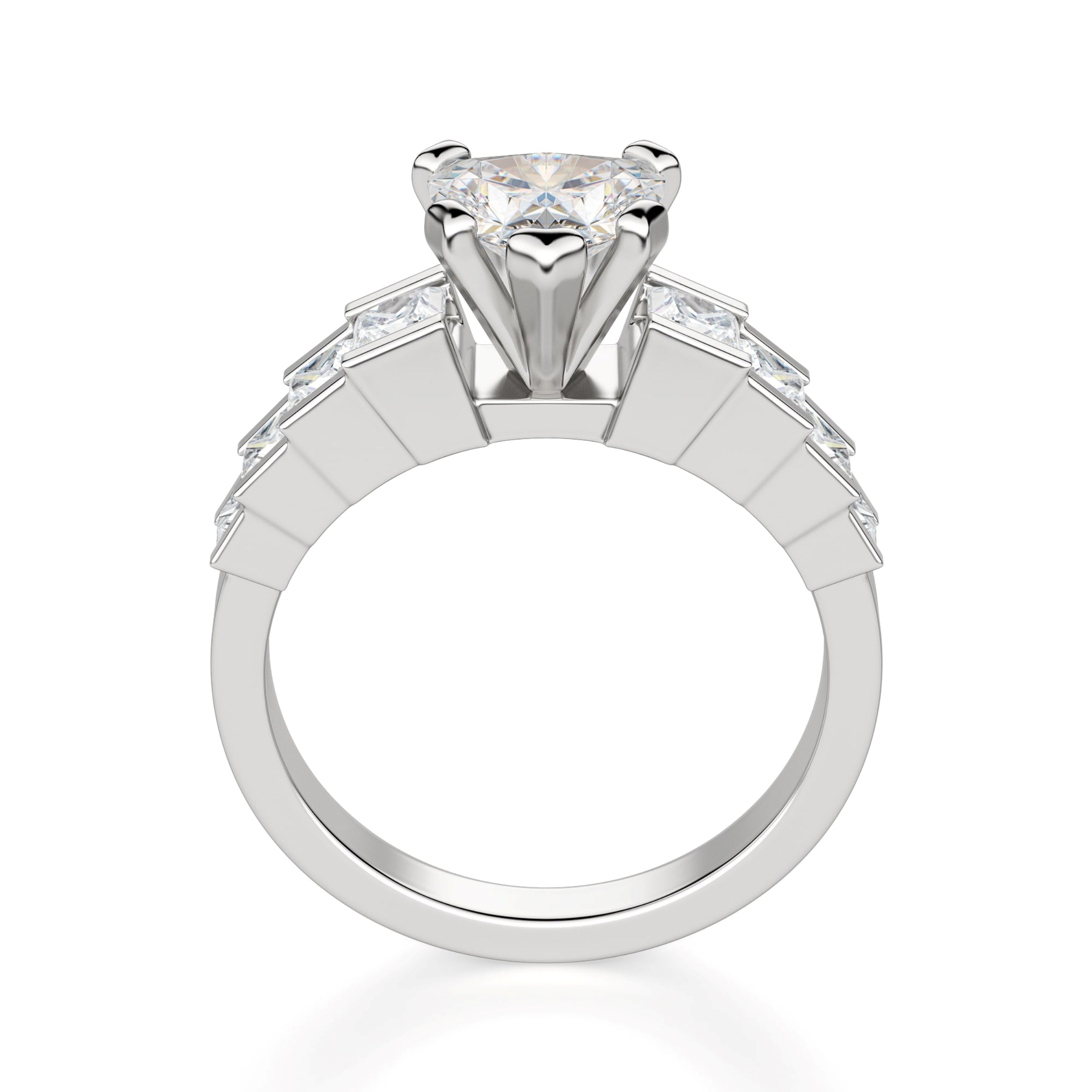 Heart Cut Moissanite Vintage Pave Set Engagement Ring