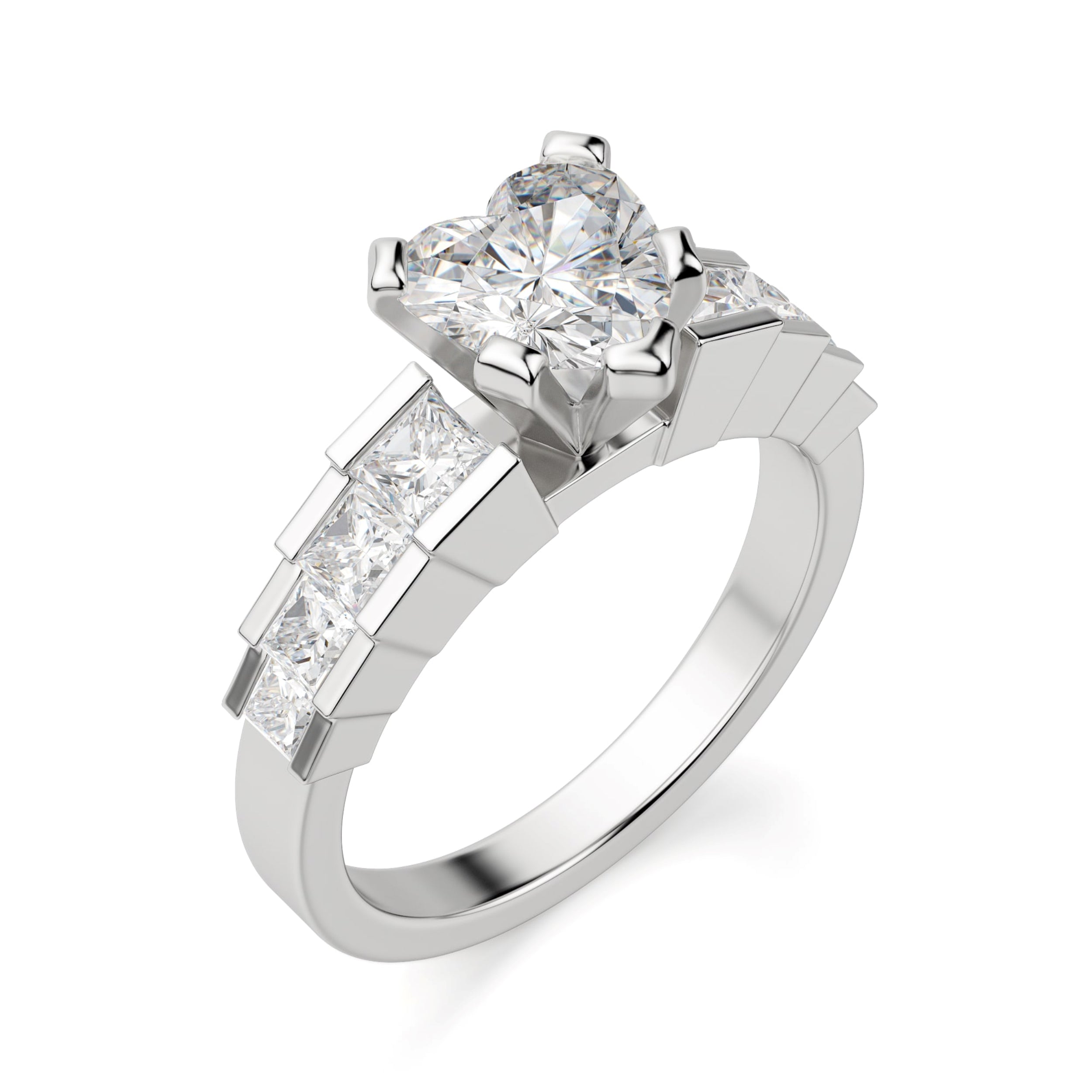 Heart Cut Moissanite Vintage Pave Set Engagement Ring