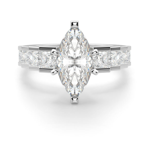Marquise Cut Pave Set Vintage Engagement Ring