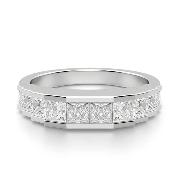Princess Cut Moissanite Channel Set Wedding Band