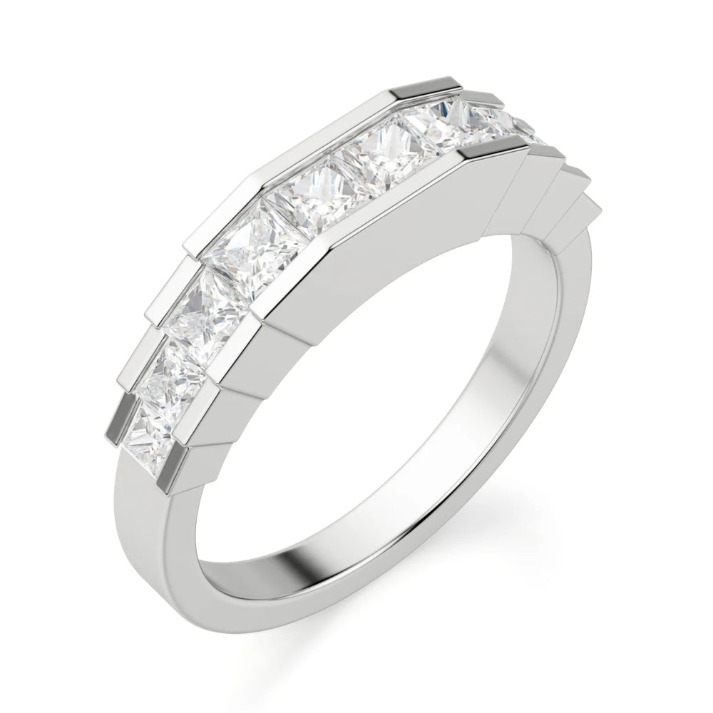 Princess Cut Moissanite Channel Set Wedding Band