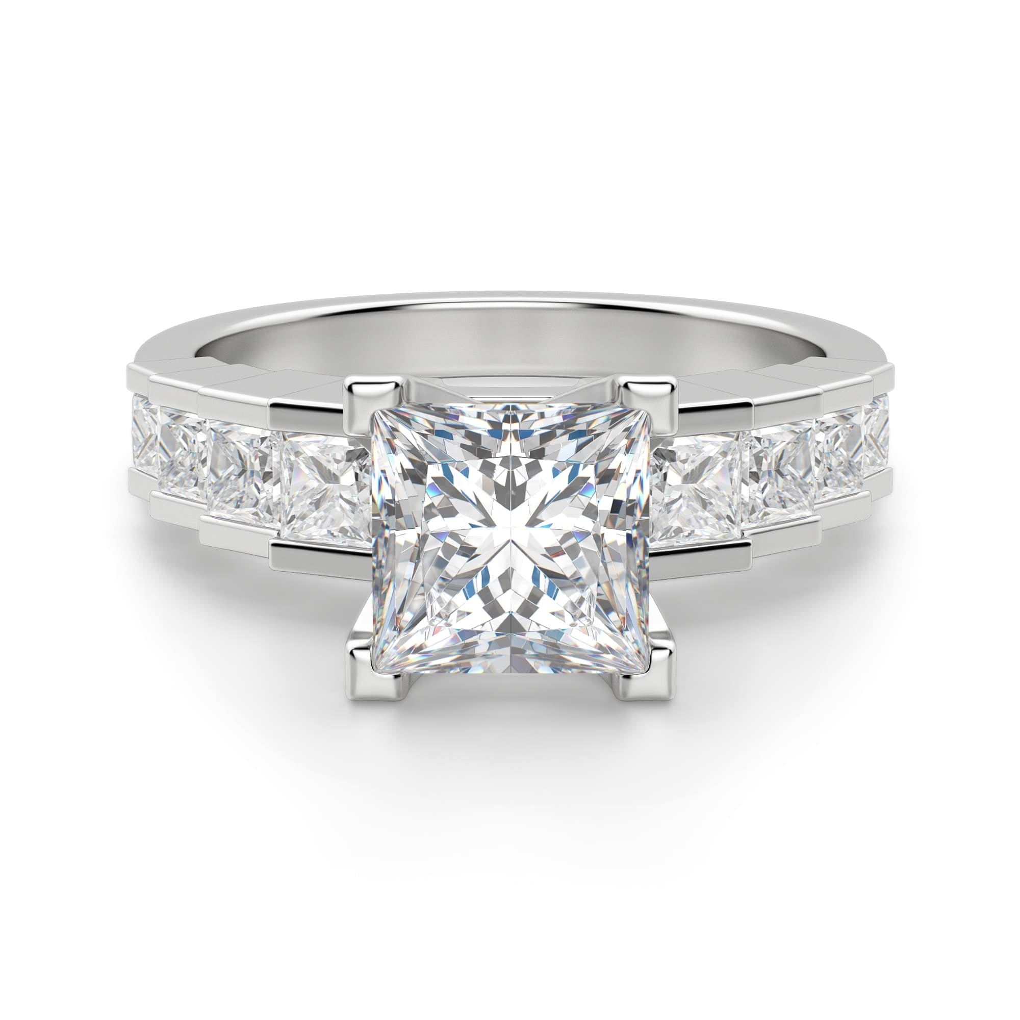 Princess Cut Pave Set Vintage Engagement Ring