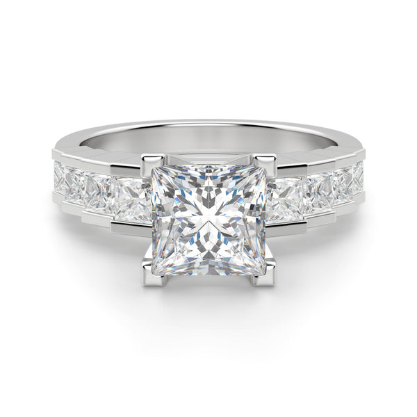 Princess Cut Pave Set Vintage Engagement Ring