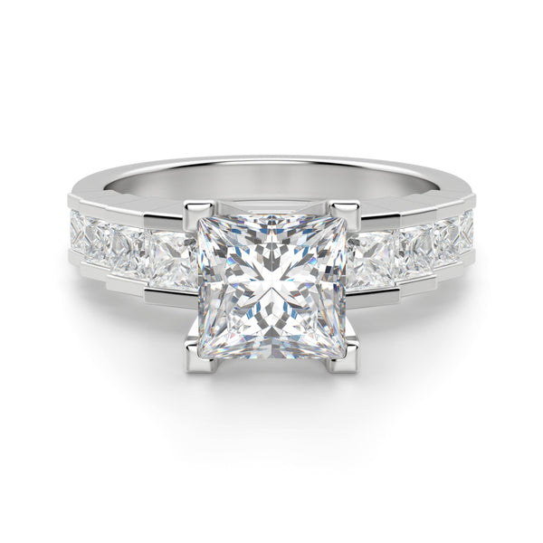Princess Cut Step Set Vintage Moissanite Engagement Ring