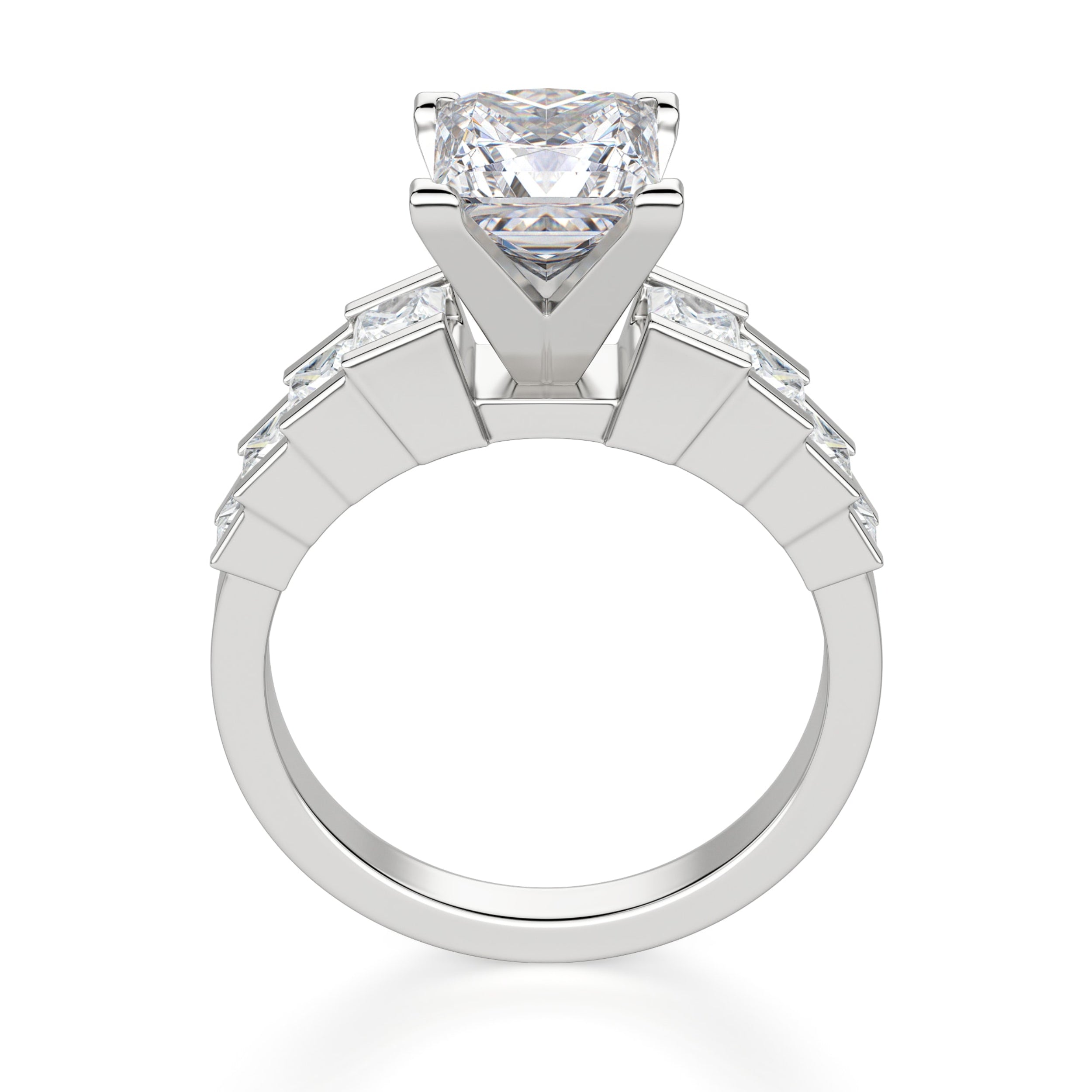 Princess Cut Step Set Vintage Moissanite Engagement Ring