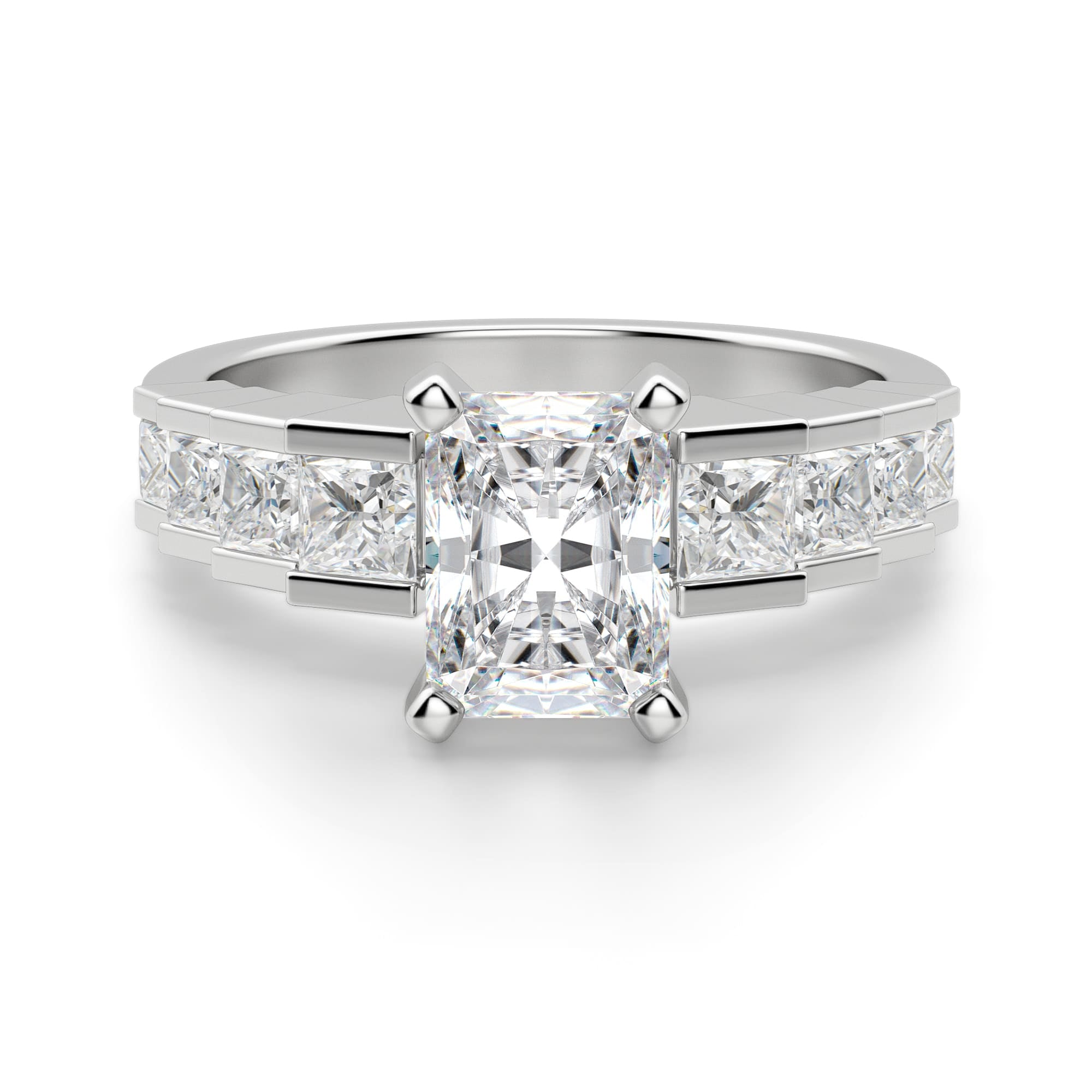 Radiant Cut Pave Set Vintage Engagement Ring