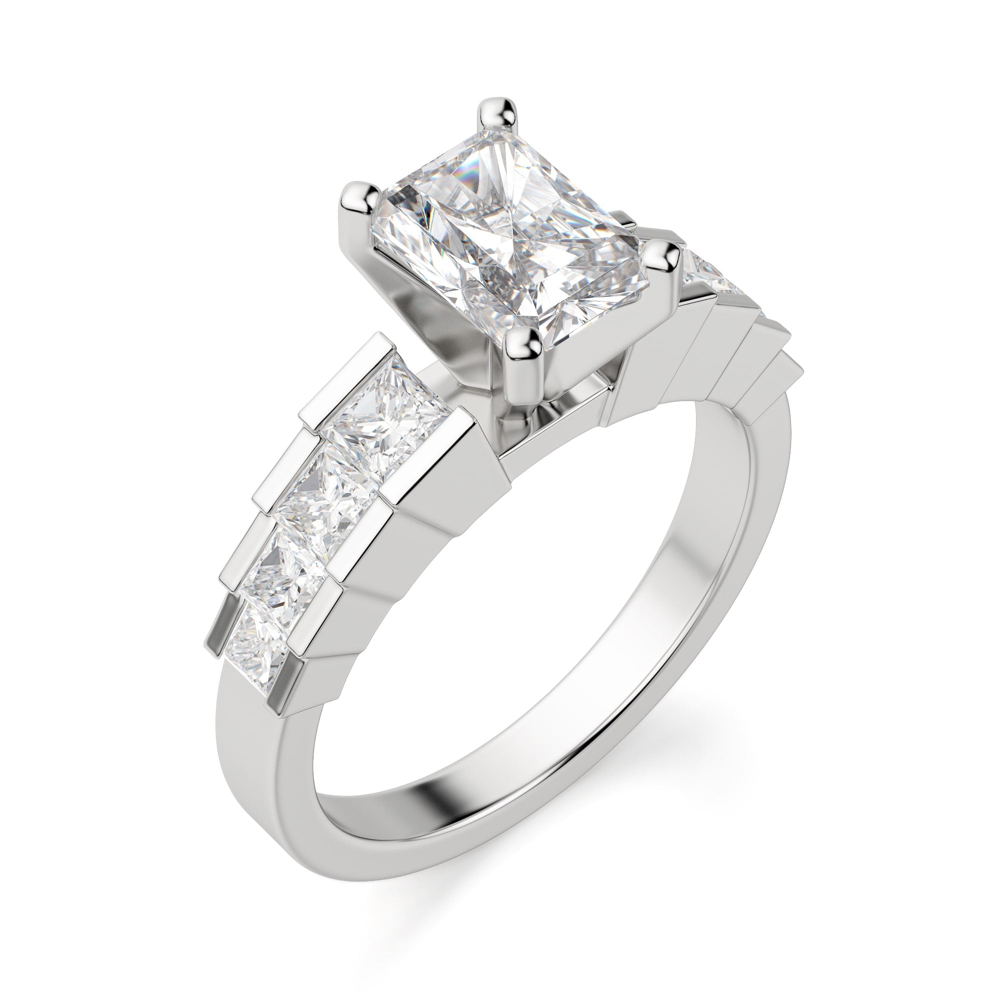 Radiant Cut Pave Set Vintage Engagement Ring