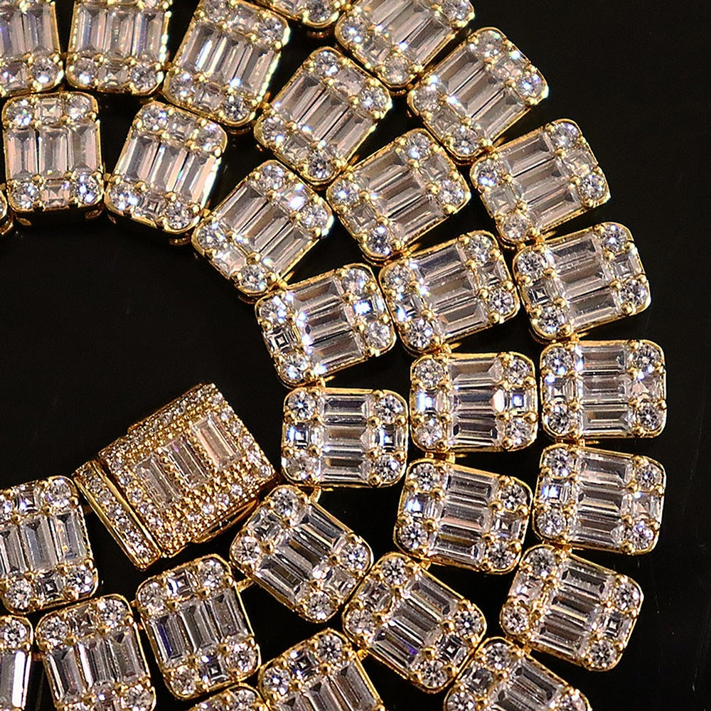 Iced Out Moissanite Baguette Cut Hip Hop Chain