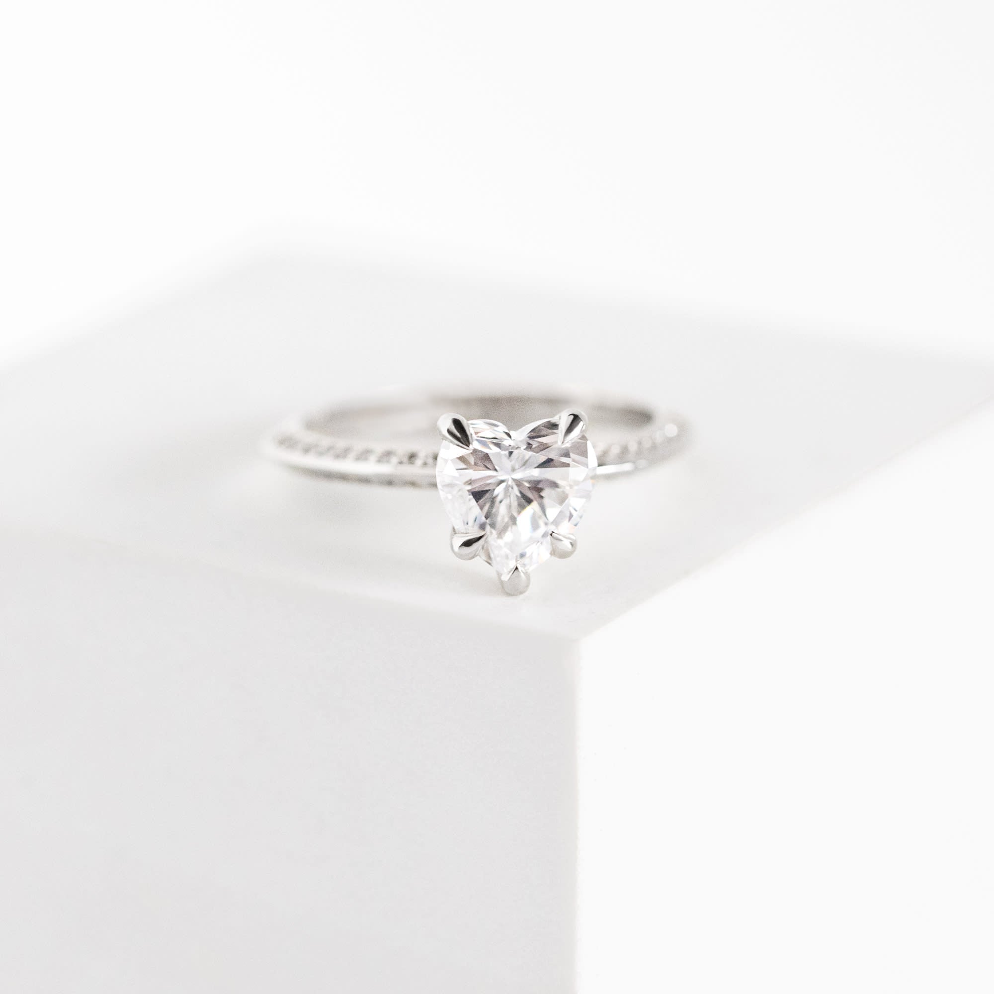 Heart Cut Pave Set Moissanite Engagement Ring