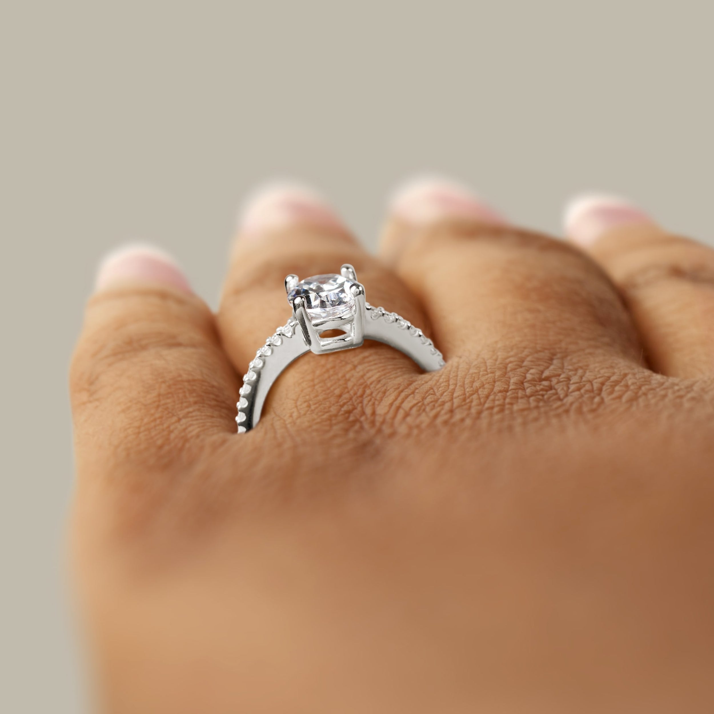 Oval Cut Moissanite Pave Set Engagement Ring