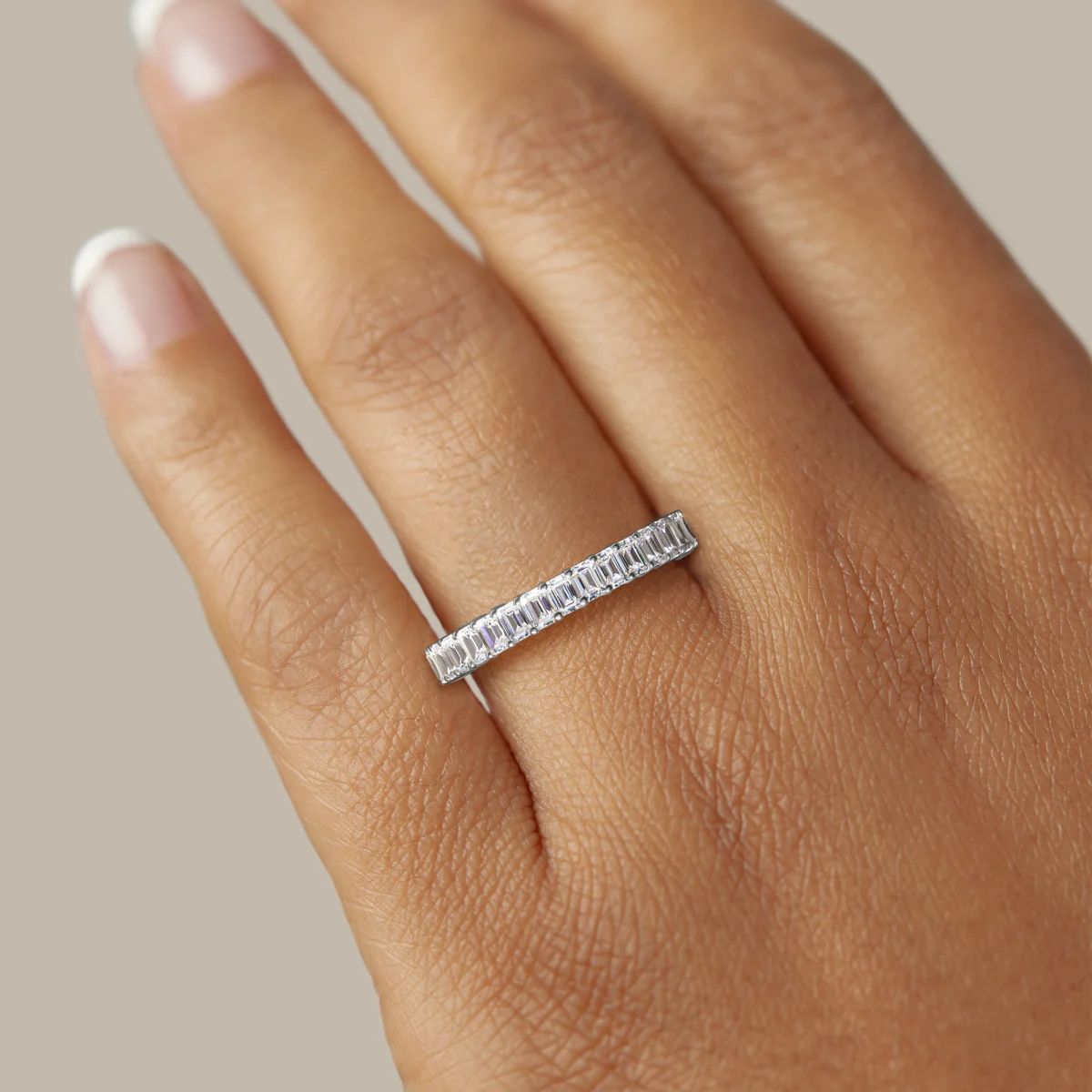 Emerald Cut Semi Eternity Matching Wedding Band