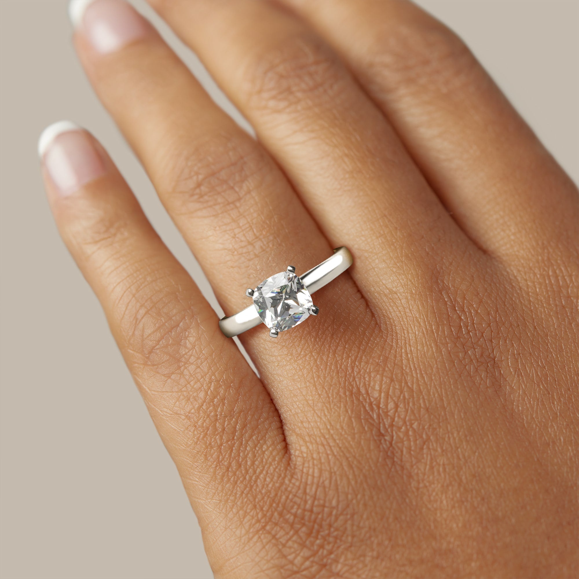 Solitaire Cushion Cut Engagement Rings