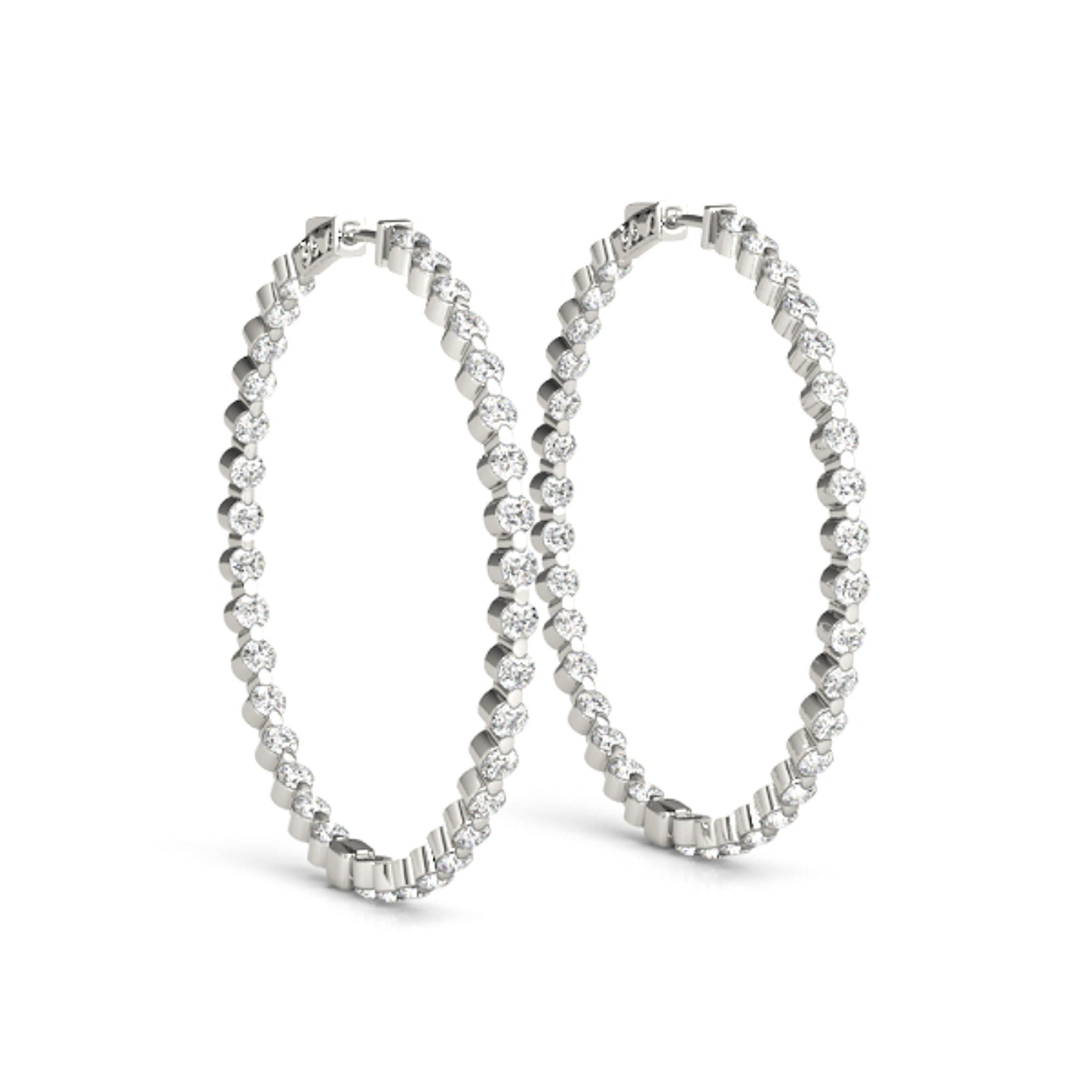 Round Cut Moissanite Lever Back Hoop Earrings For Women