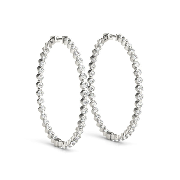 thumbnail image 2 of Handmade White Beaded Hoop Earrings - 3 Inch Lever Back - Glass Beads - BEADS CORNER 2 of 6
