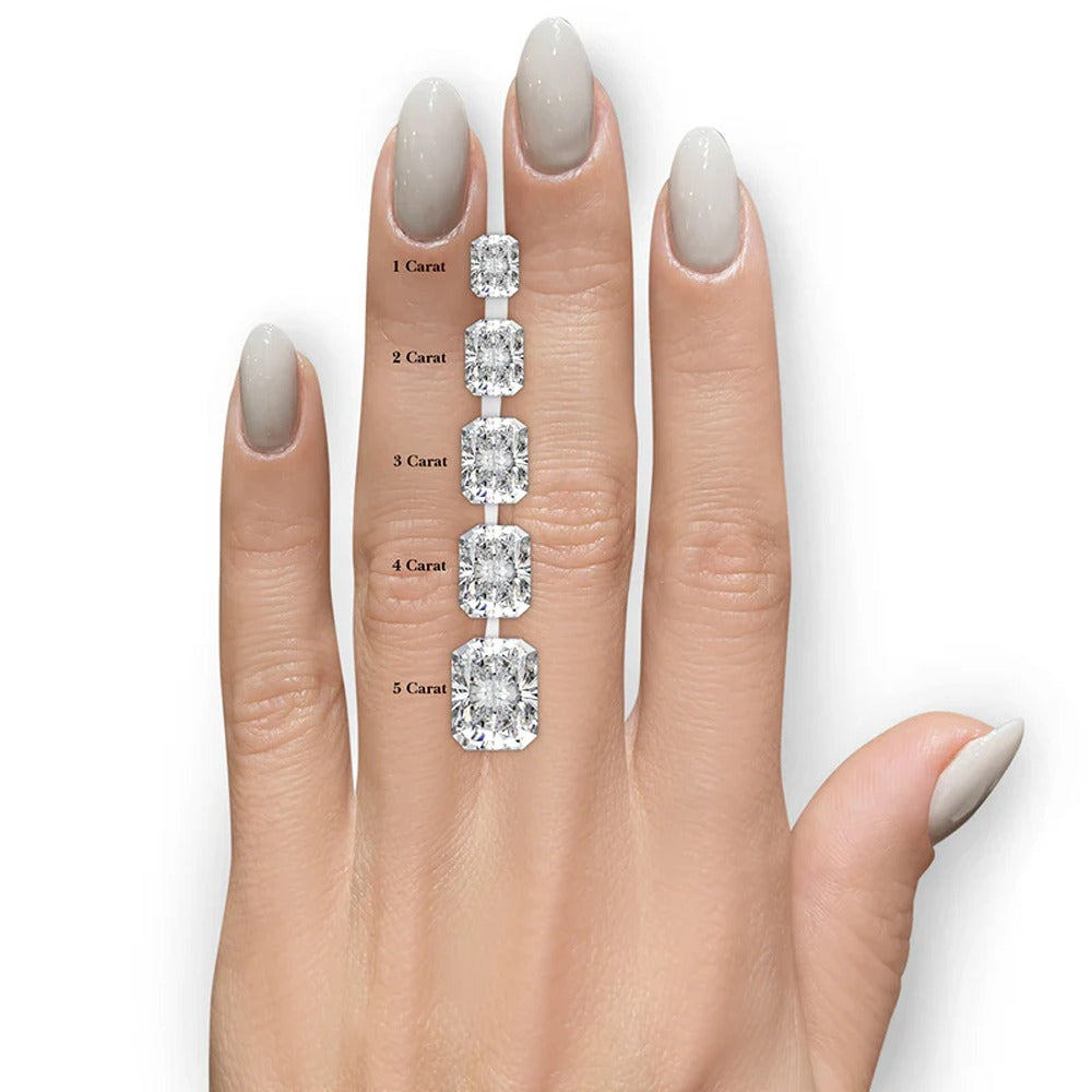 Moissanite Radiant Cut Hidden Halo Ring Set