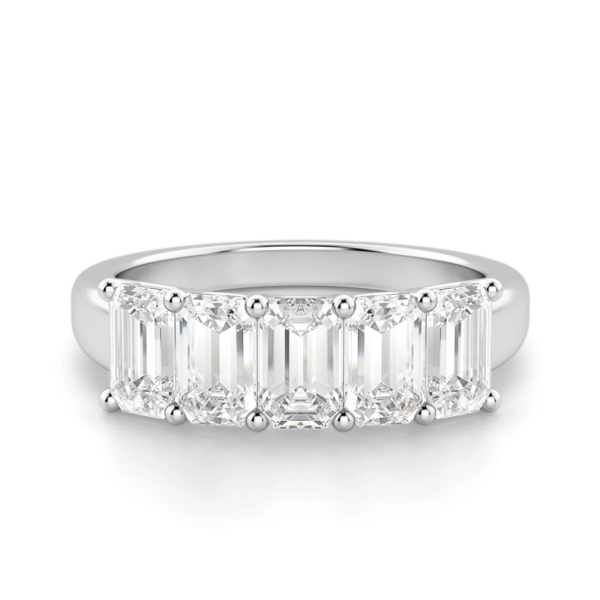 Emerald Cut Five Stone Wedding Anniversary Band for Women