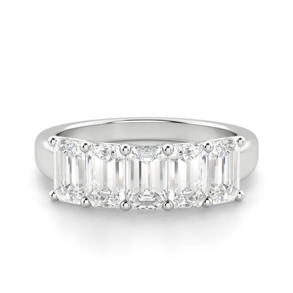 Emerald Cut Five Stone Wedding Anniversary Band for Women