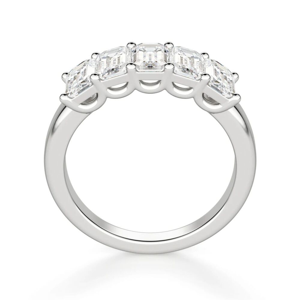 Emerald Cut Moissanite Five Stone Eternity Wedding Band