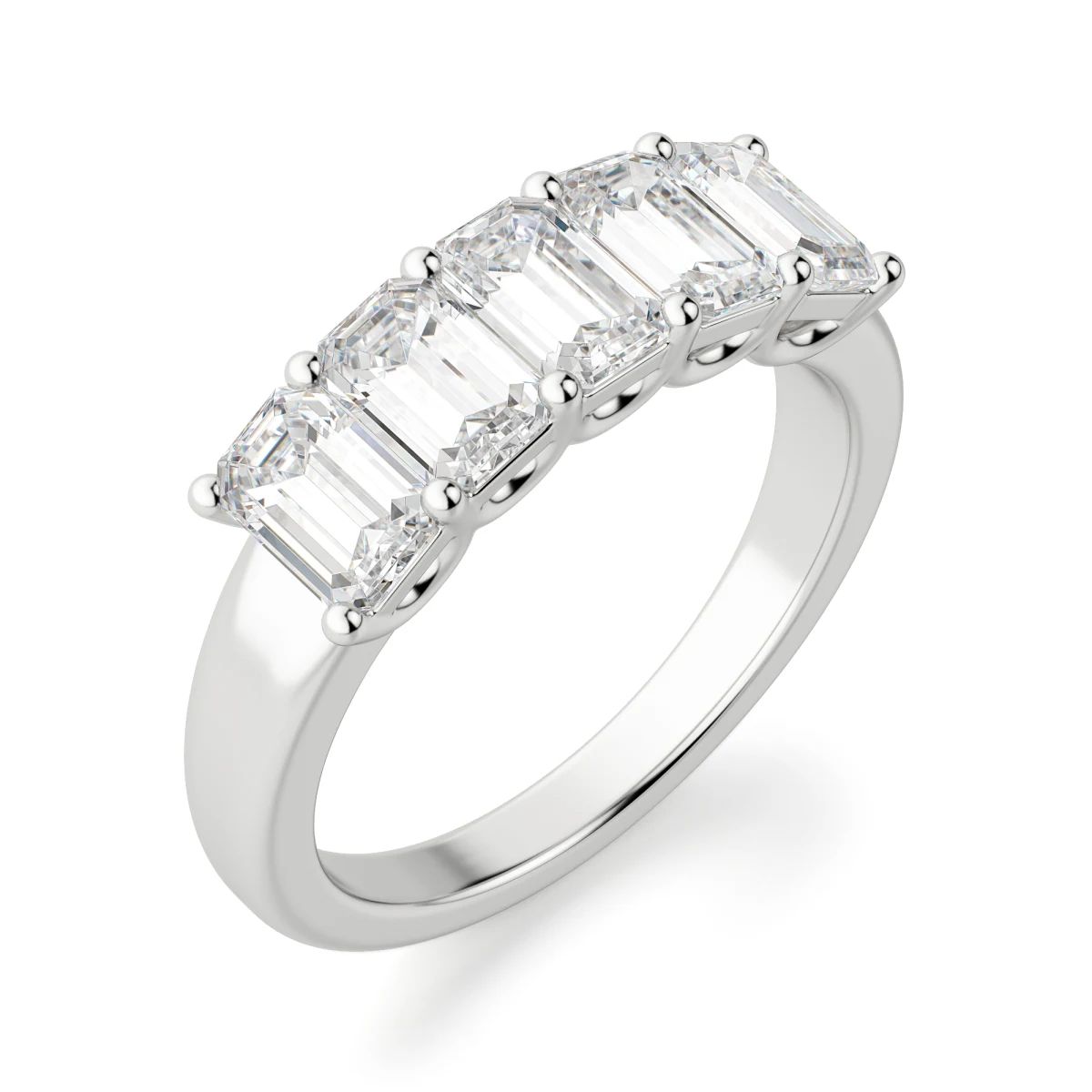 Emerald Cut Five Stone Wedding Anniversary Band for Women