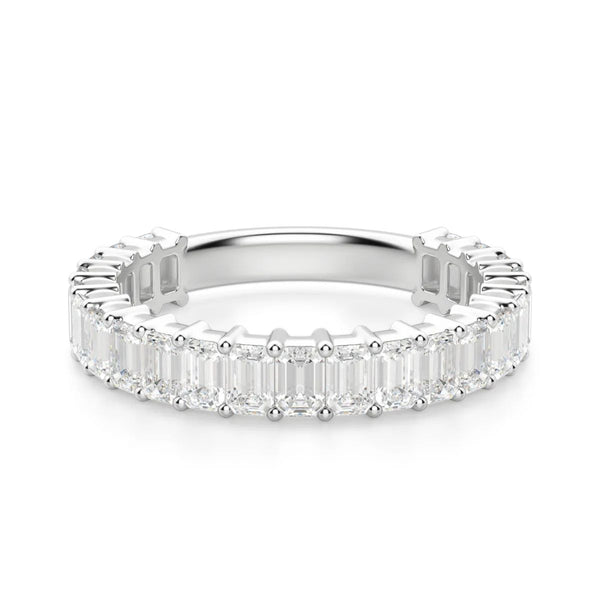Emerald Cut Semi Eternity Wedding Band for Her