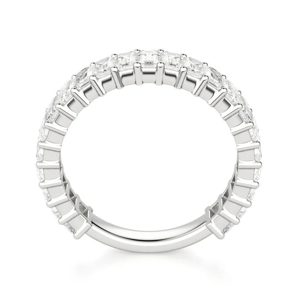 Emerald Cut Half Eternity Moissanite Wedding Band For Her