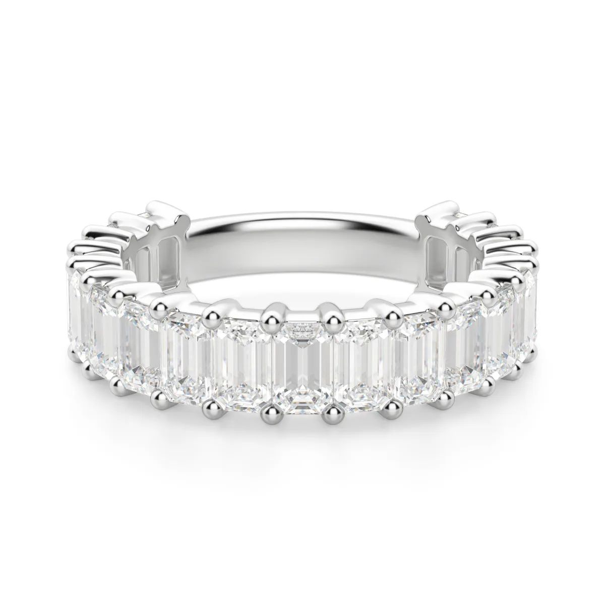 Emerald Cut Semi Eternity Matching Wedding Band