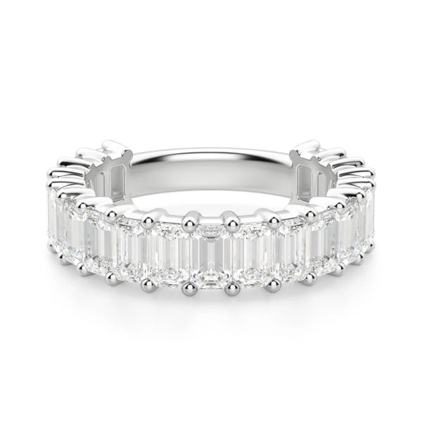 Emerald Cut Semi Eternity Matching Wedding Band