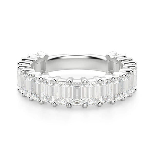 Emerald Cut VVS1 Moissanite Half Eternity Promise Band