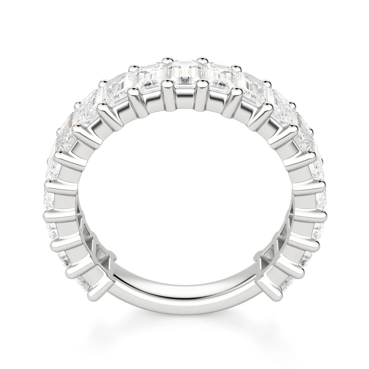 Emerald Cut Semi Eternity Matching Wedding Band