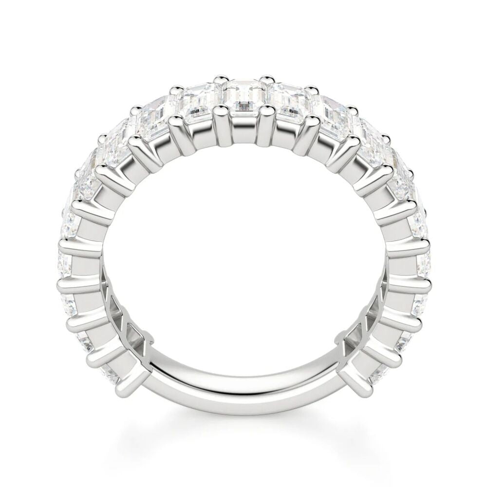 Emerald Cut VVS1 Moissanite Half Eternity Promise Band