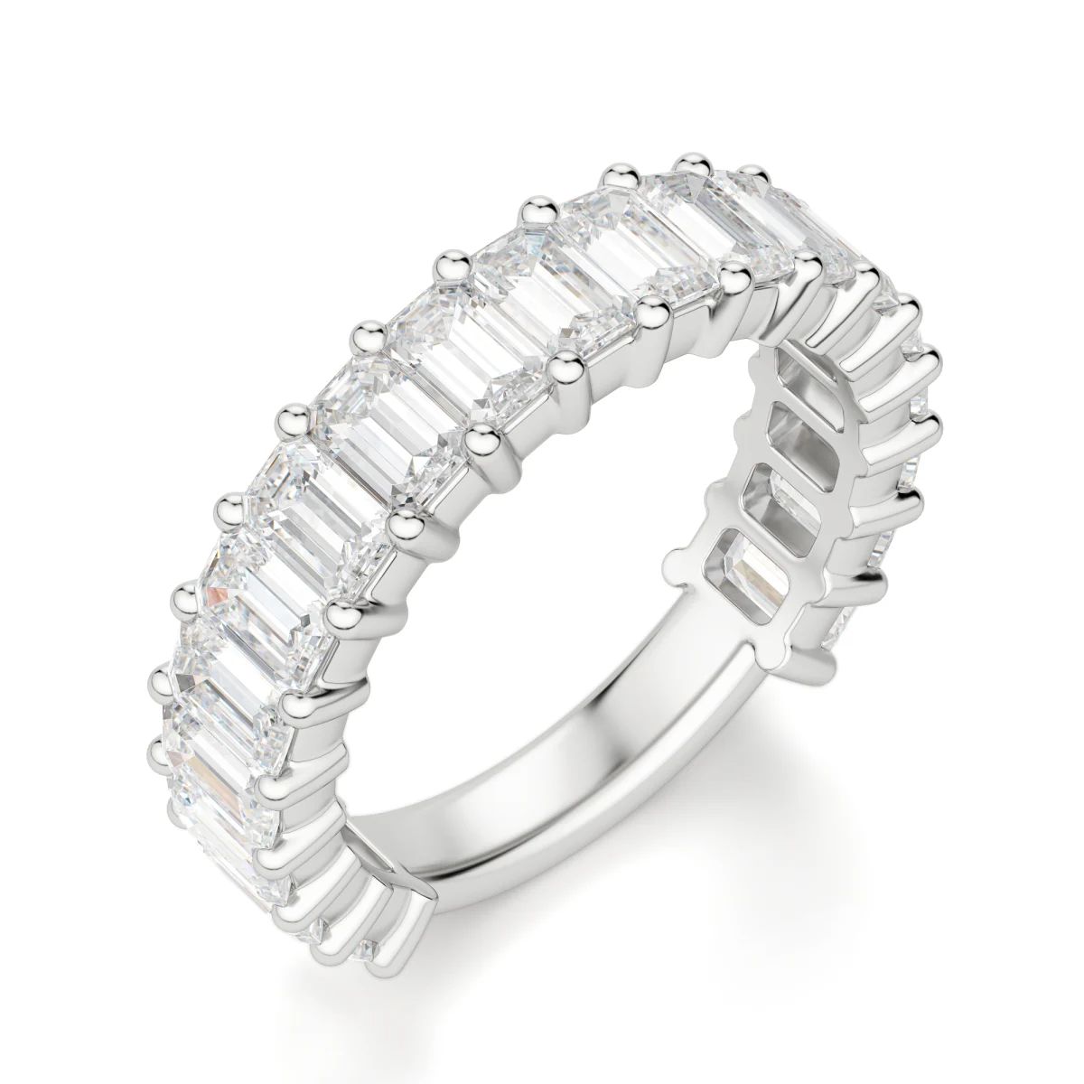 Emerald Cut Semi Eternity Matching Wedding Band